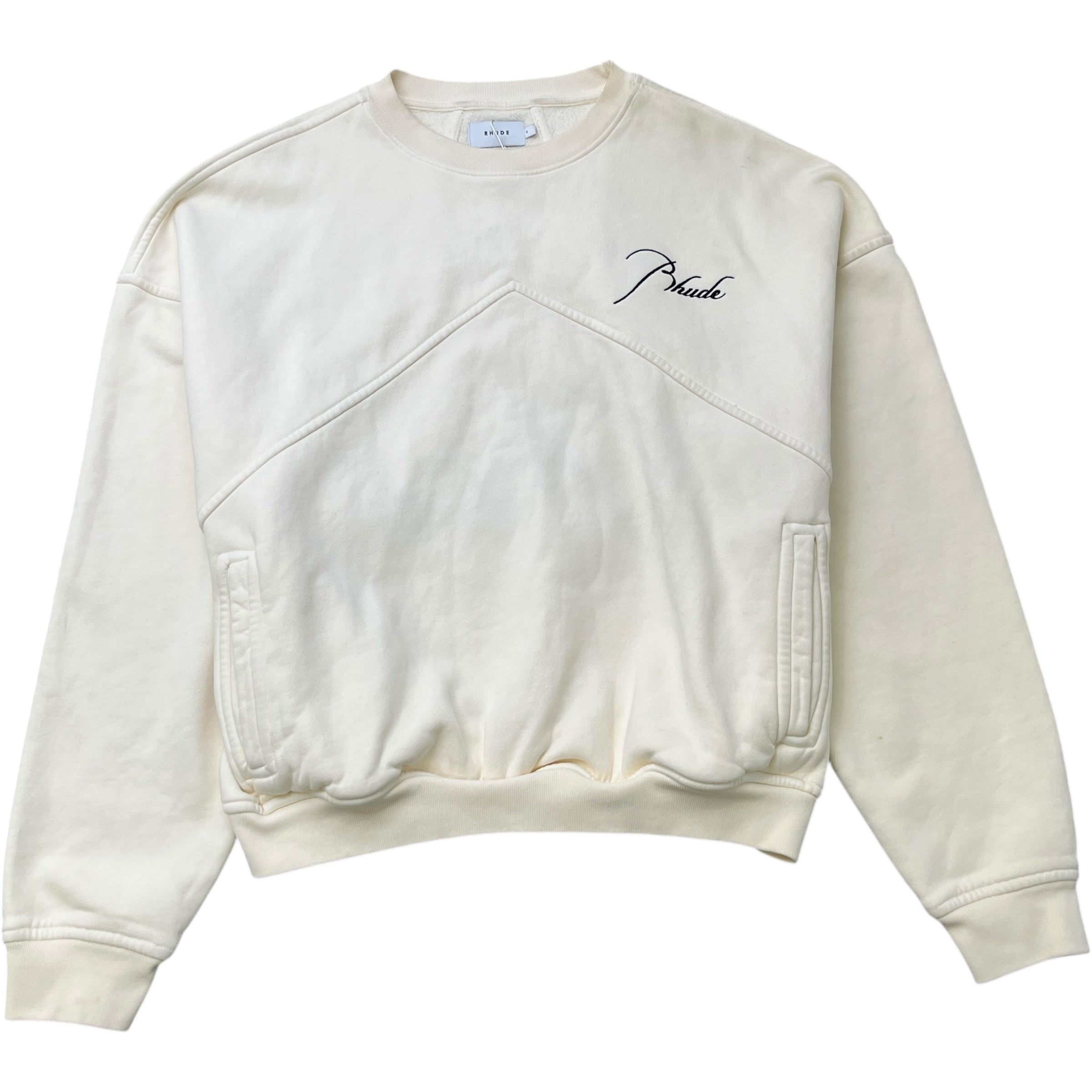 Men's Embroidered Logo Sweatshirt Cream Size S
