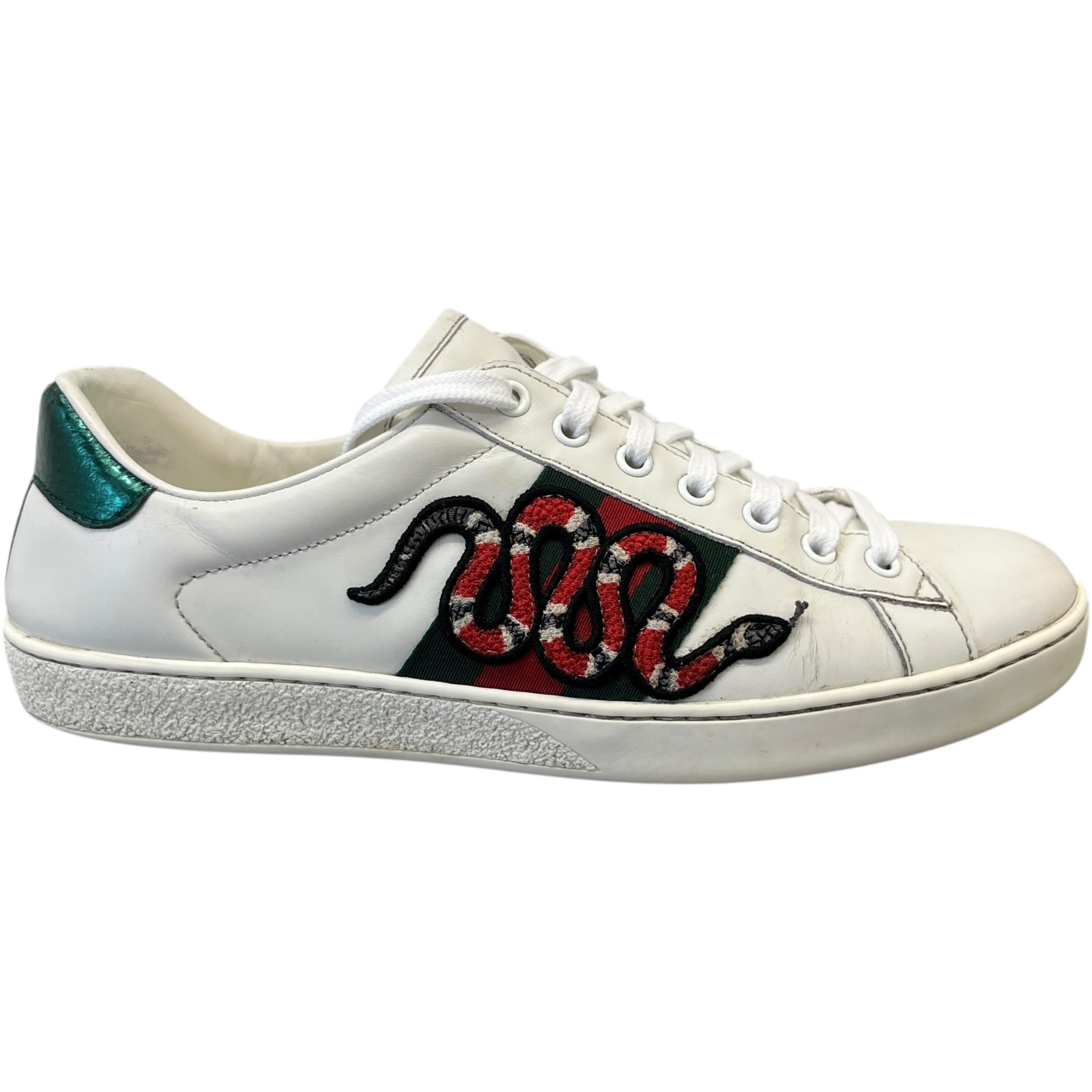 Men's Ace Embroidered Snake Low Trainers White Size EU 42.5 / UK 8.5