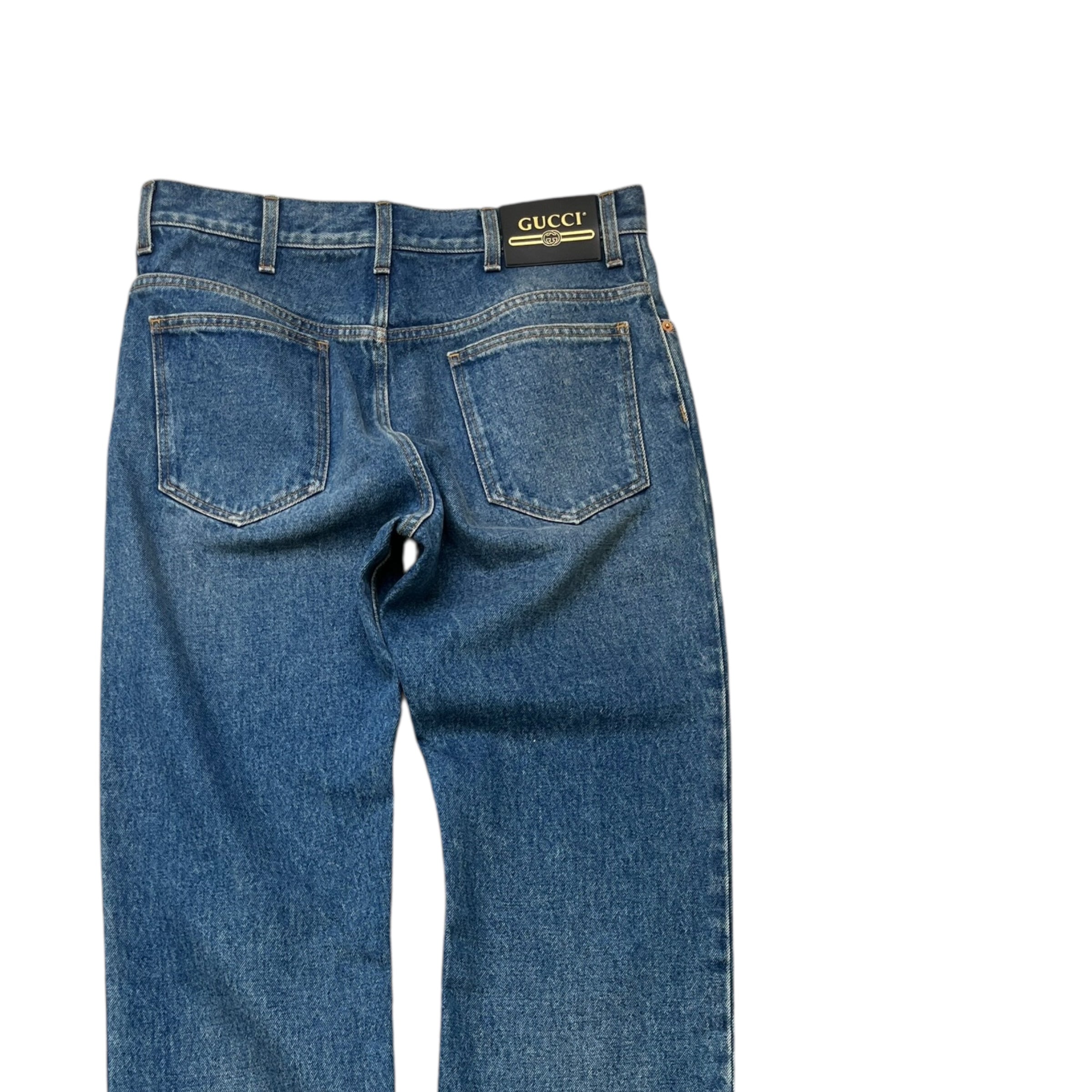 Men's Plaque Logo Jeans Blue Size Waist 32"