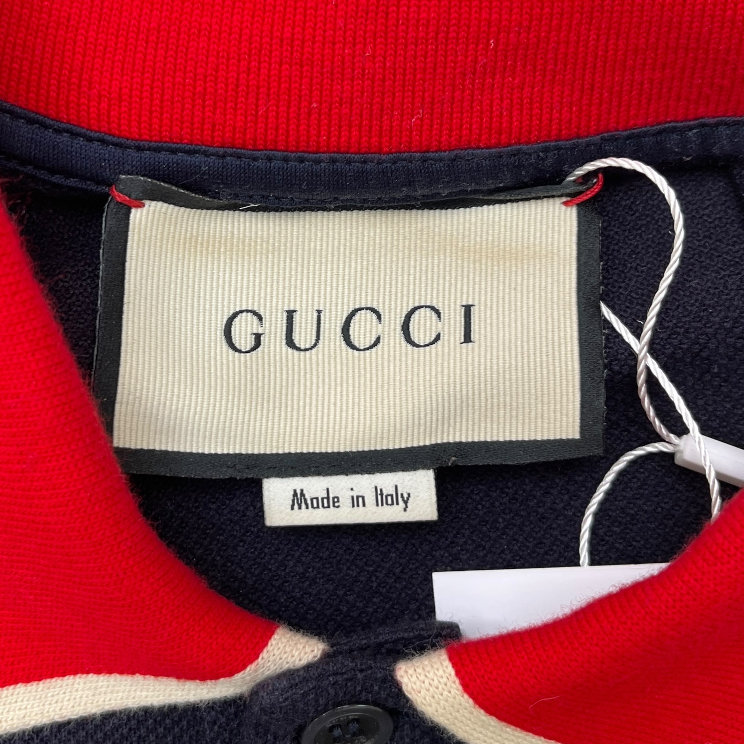 Men's Tape Logo Polo Shirt Navy Size M