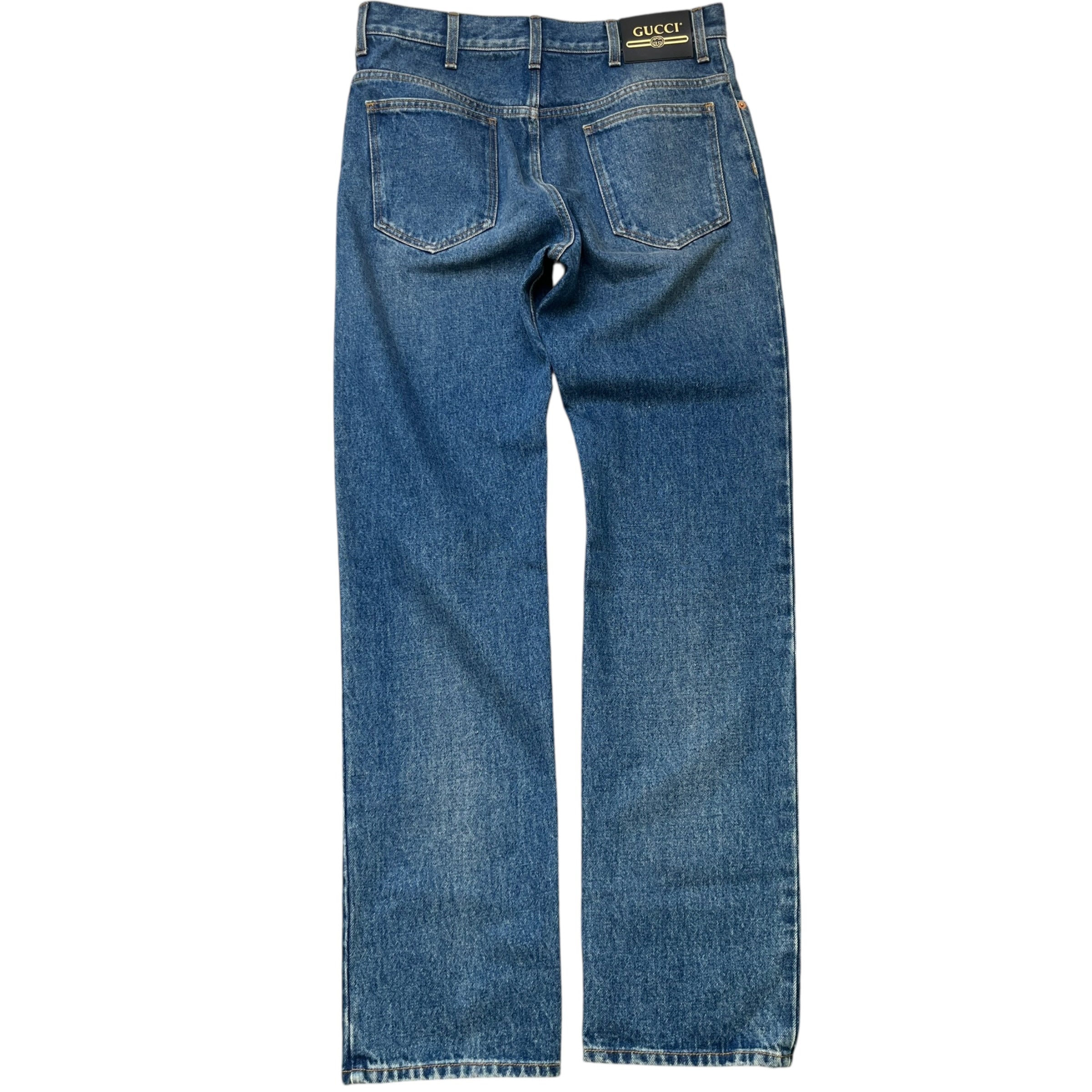 Men's Plaque Logo Jeans Blue Size Waist 32"