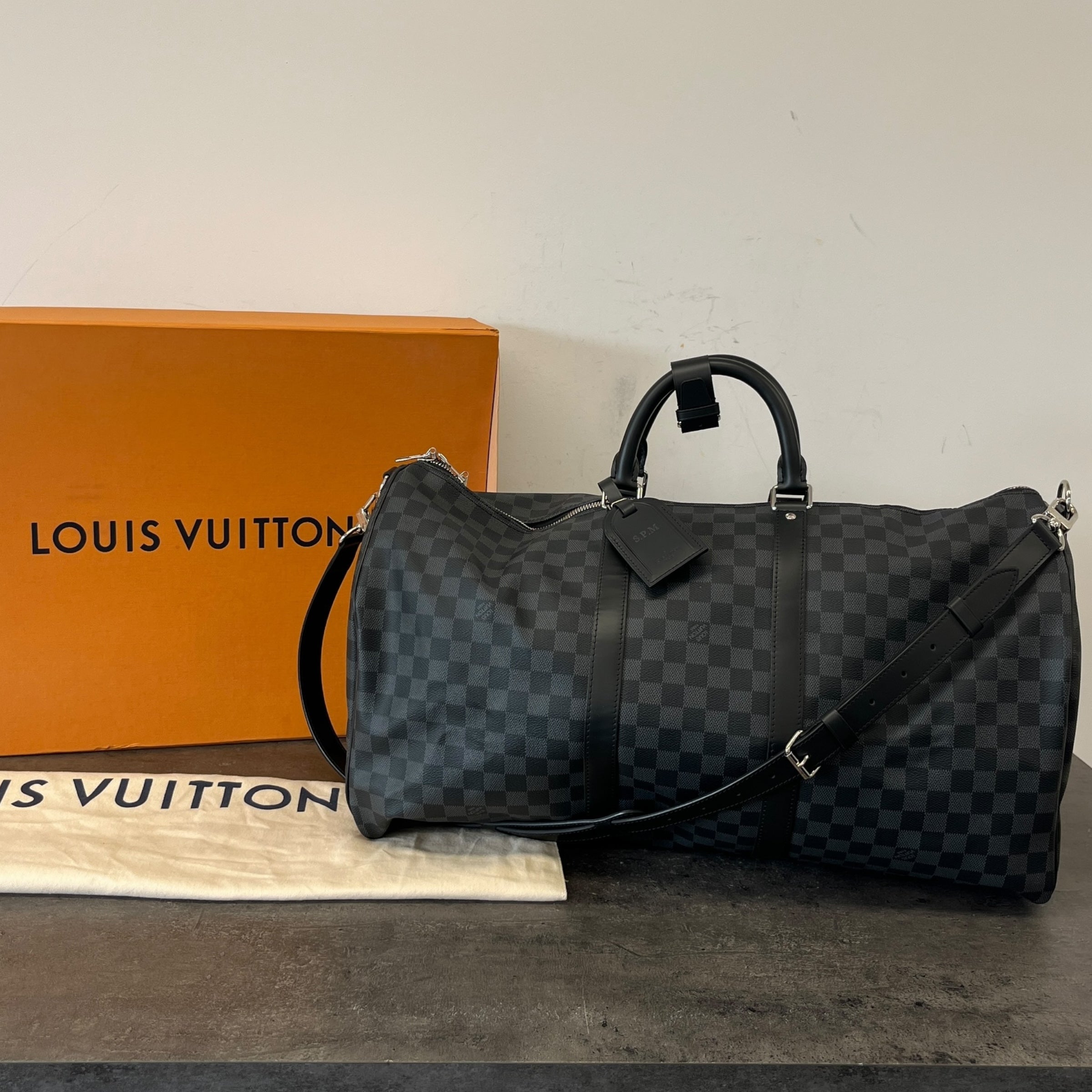 Men's Damier Graphite Keepall Bandoulière 55 Bag Charcoal