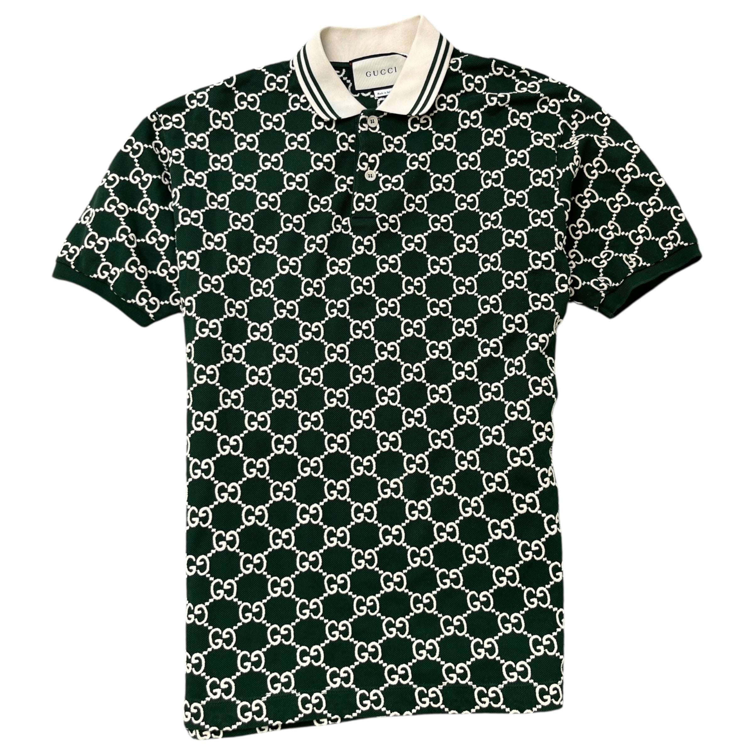 Men's Gg Monogram Polo Shirt Green Size L