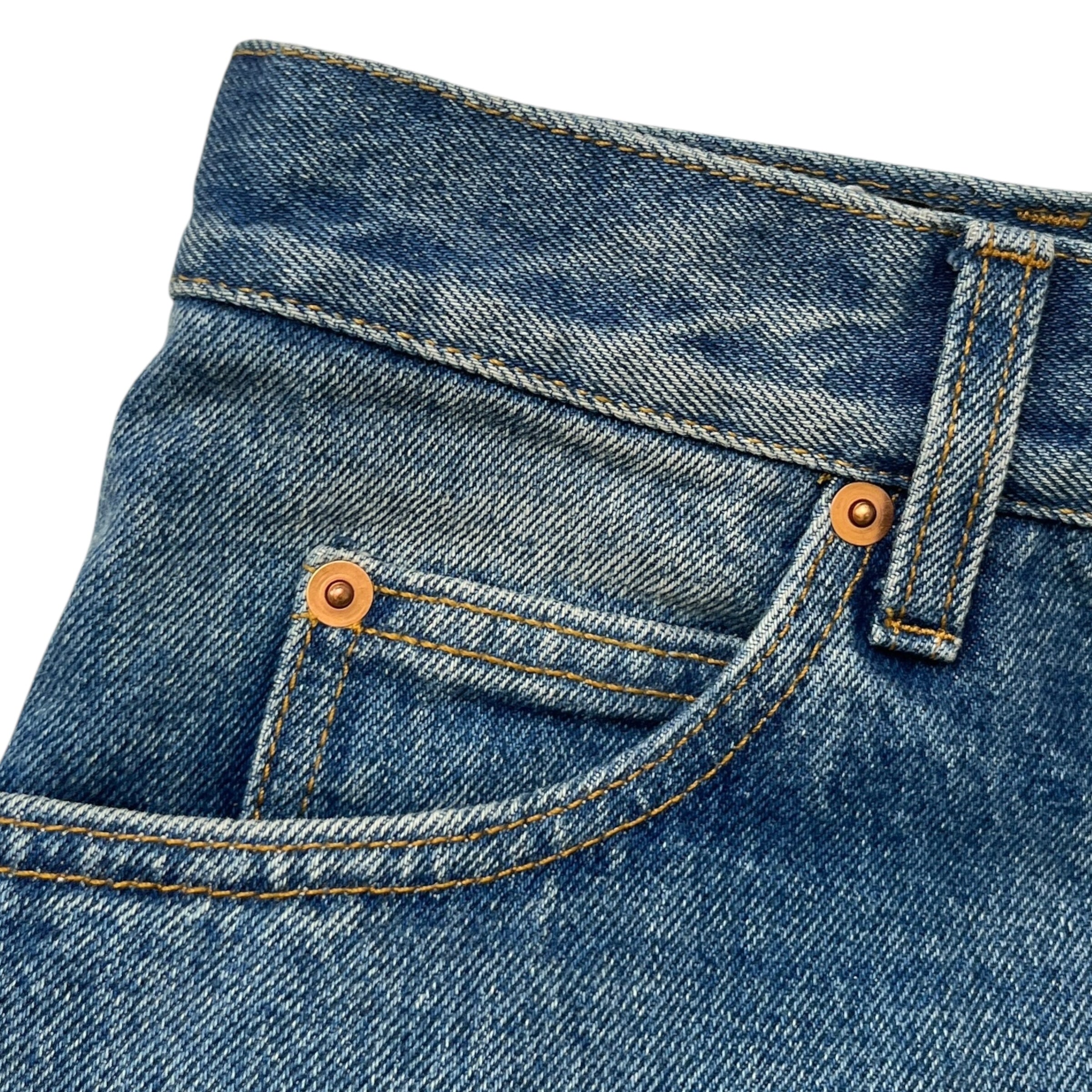 Men's Plaque Logo Jeans Blue Size Waist 32"