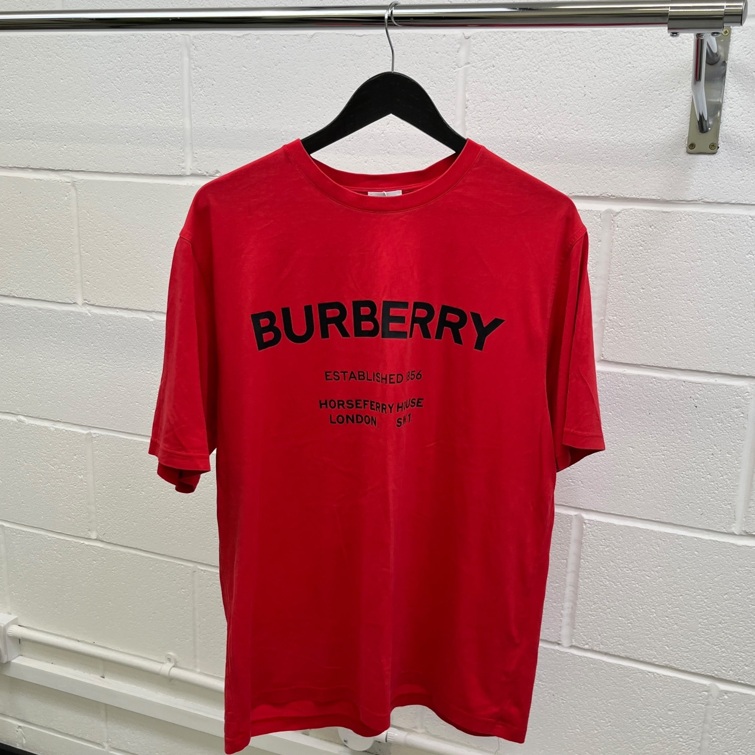 Men's Horseferry Logo Print T-Shirt Red Size L