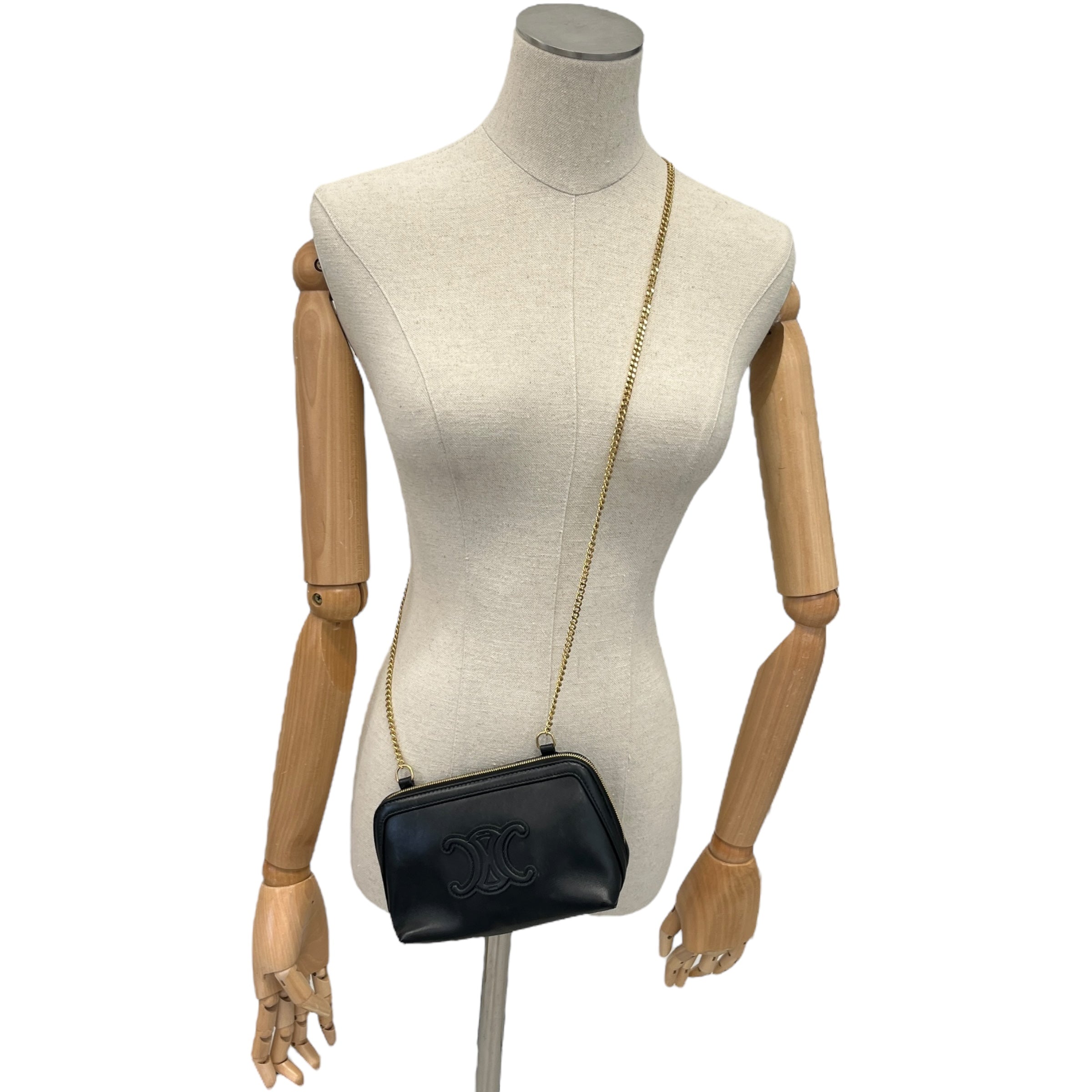 Women's Triomphe Clutch On Chain Bag Black