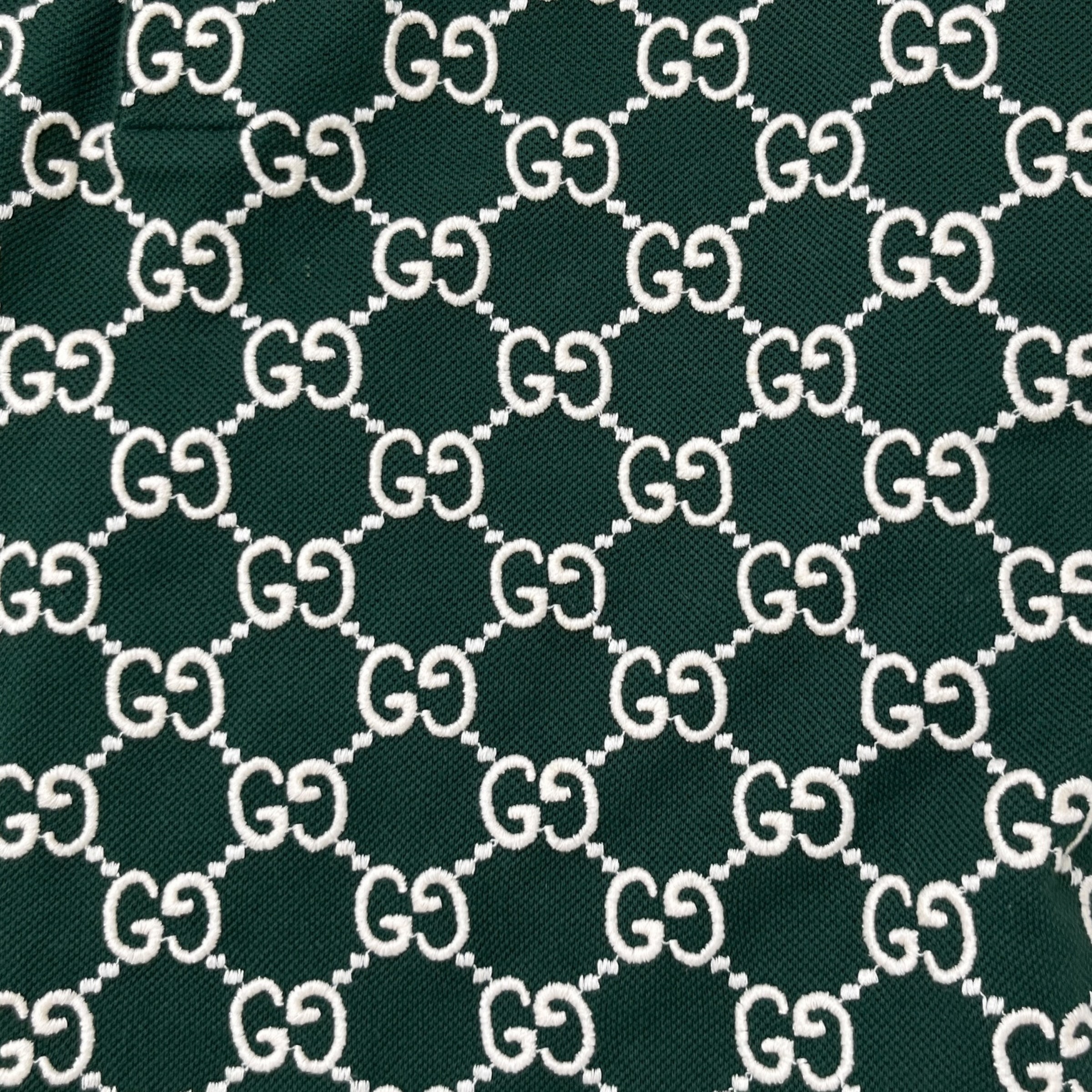 Men's Gg Monogram Polo Shirt Green Size L