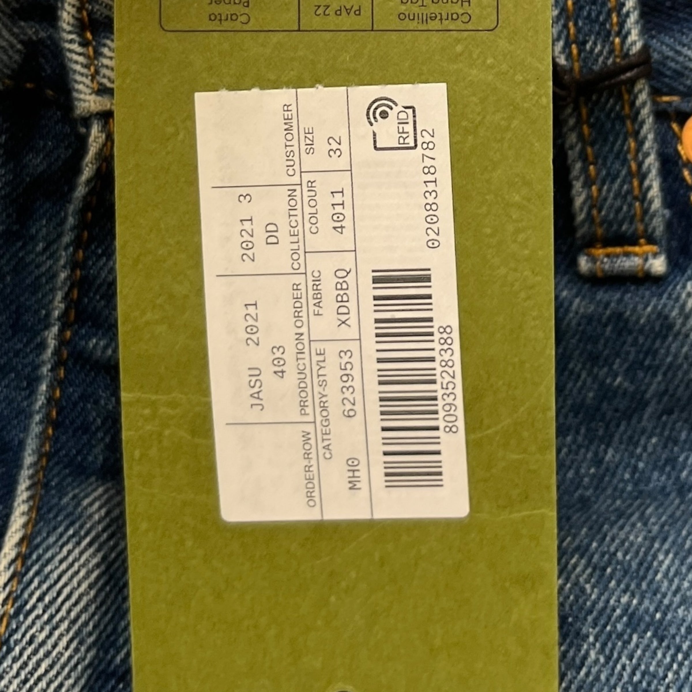 Men's Plaque Logo Jeans Blue Size Waist 32"