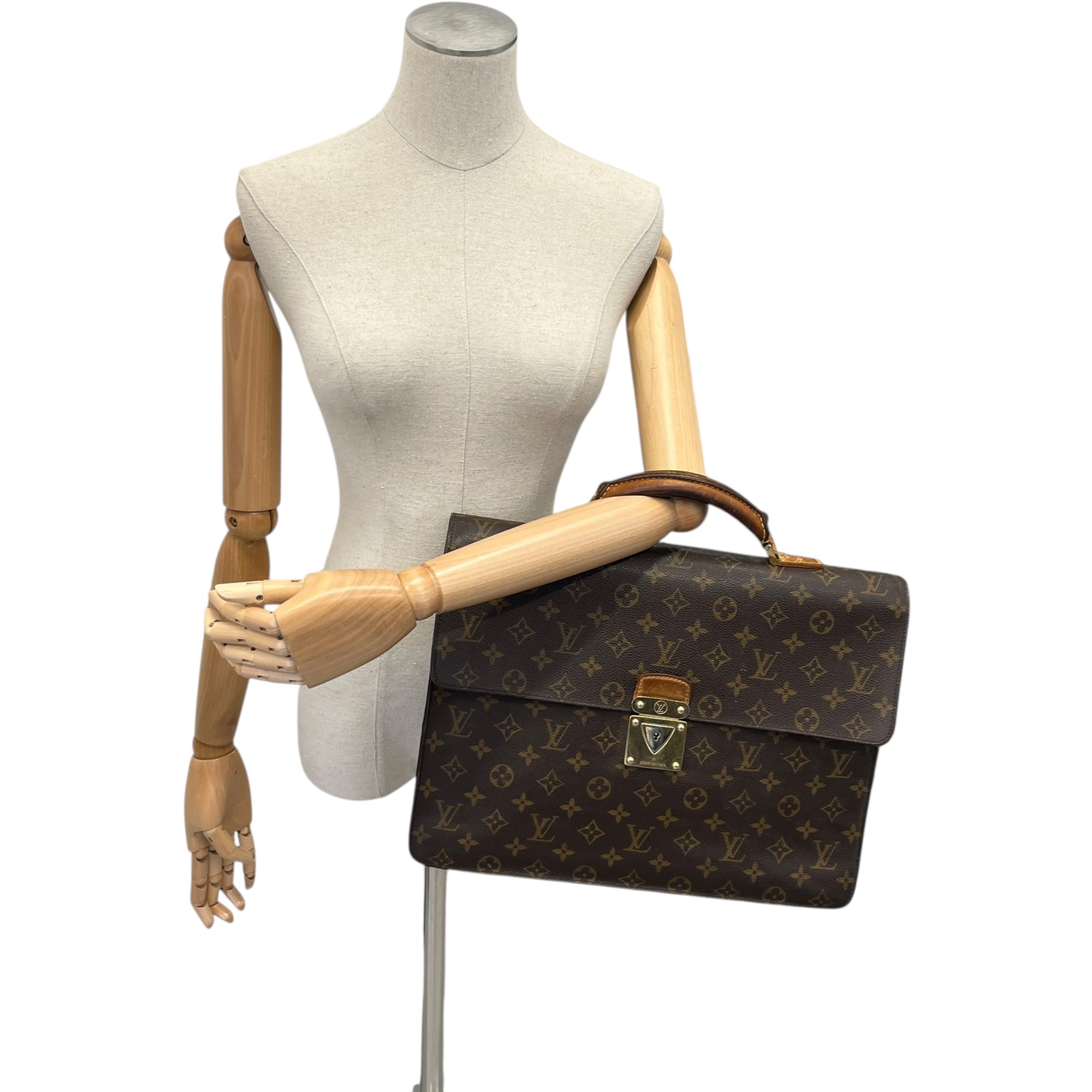 Monogram Serviette Conseiller Briefcase Bag Brown