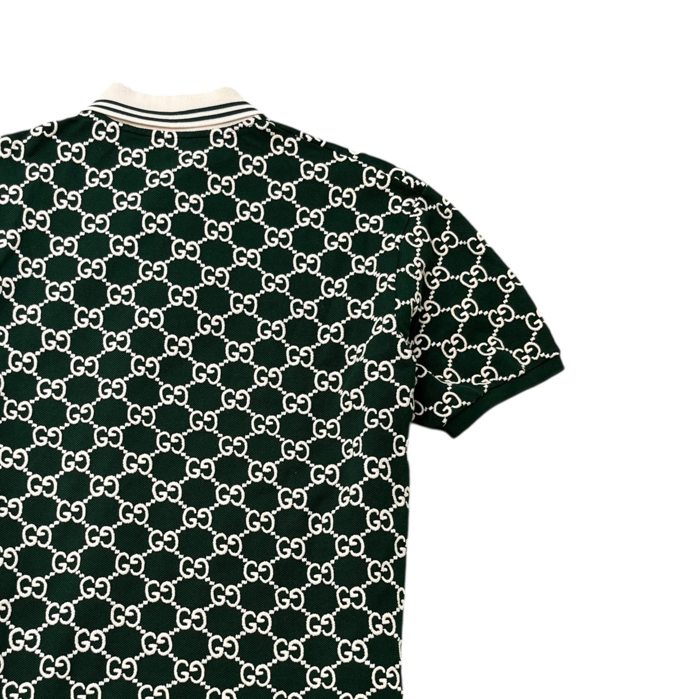 Men's Gg Monogram Polo Shirt Green Size L