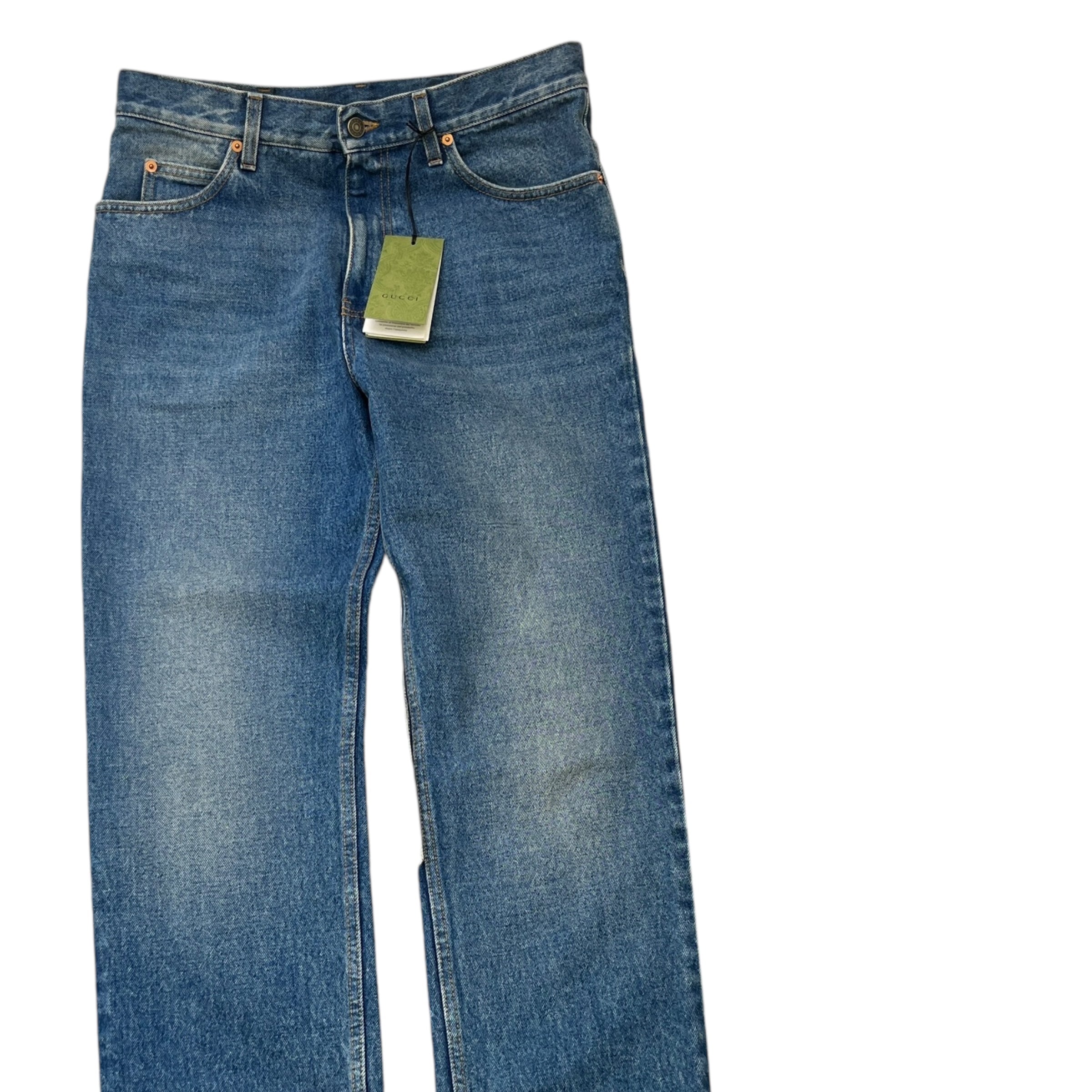 Men's Plaque Logo Jeans Blue Size Waist 32"