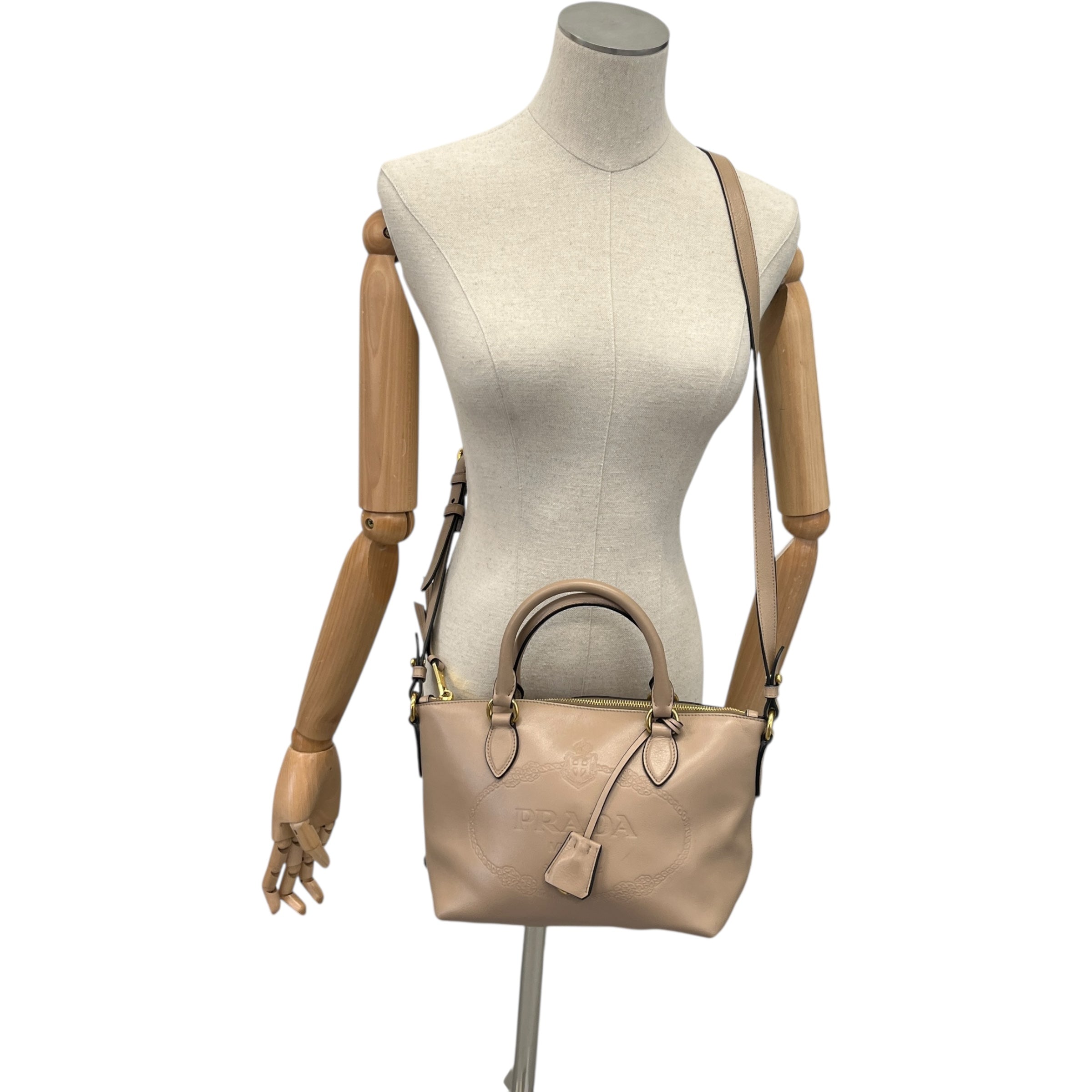Women's Logo Embossed Handbag Nude