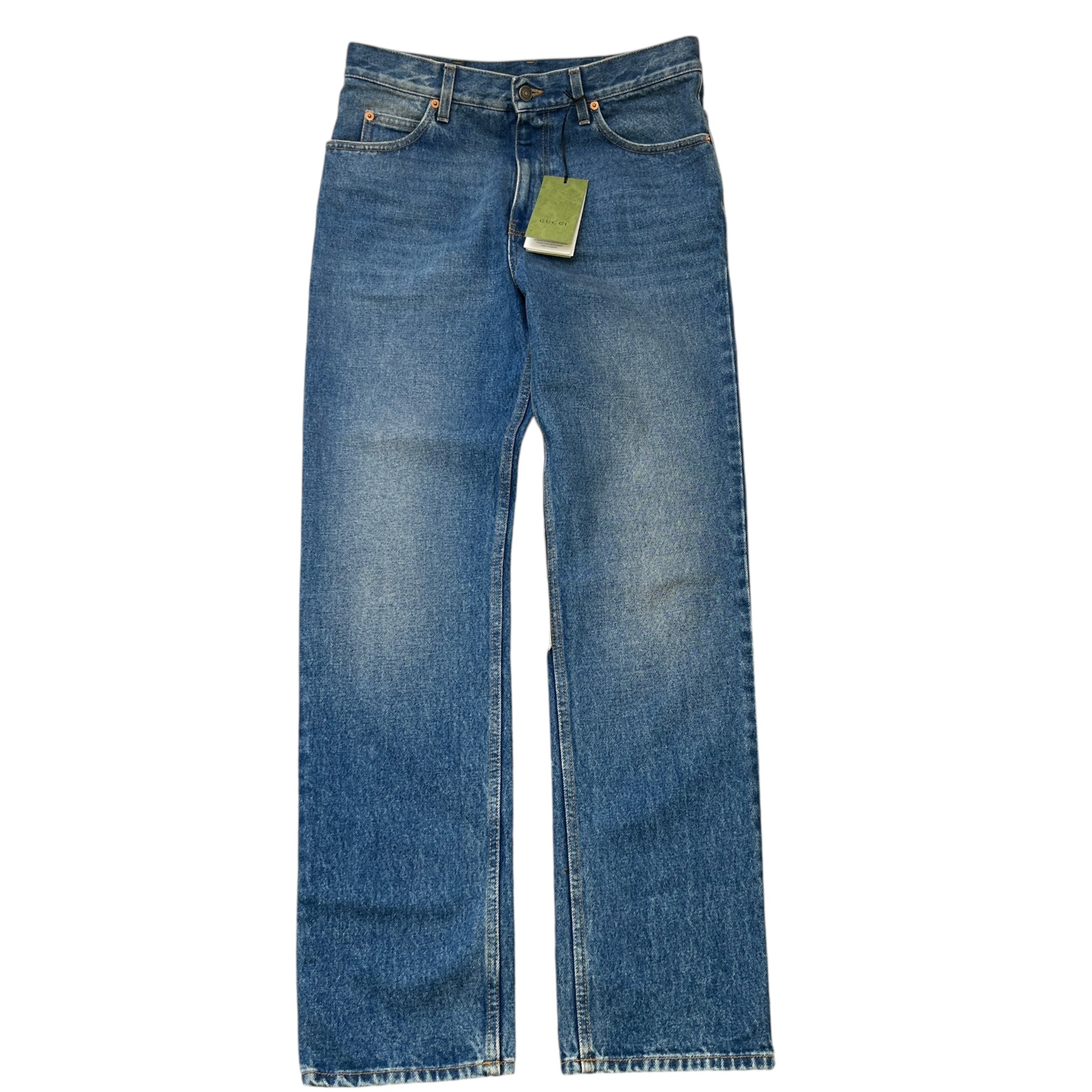 Men's Plaque Logo Jeans Blue Size Waist 32"