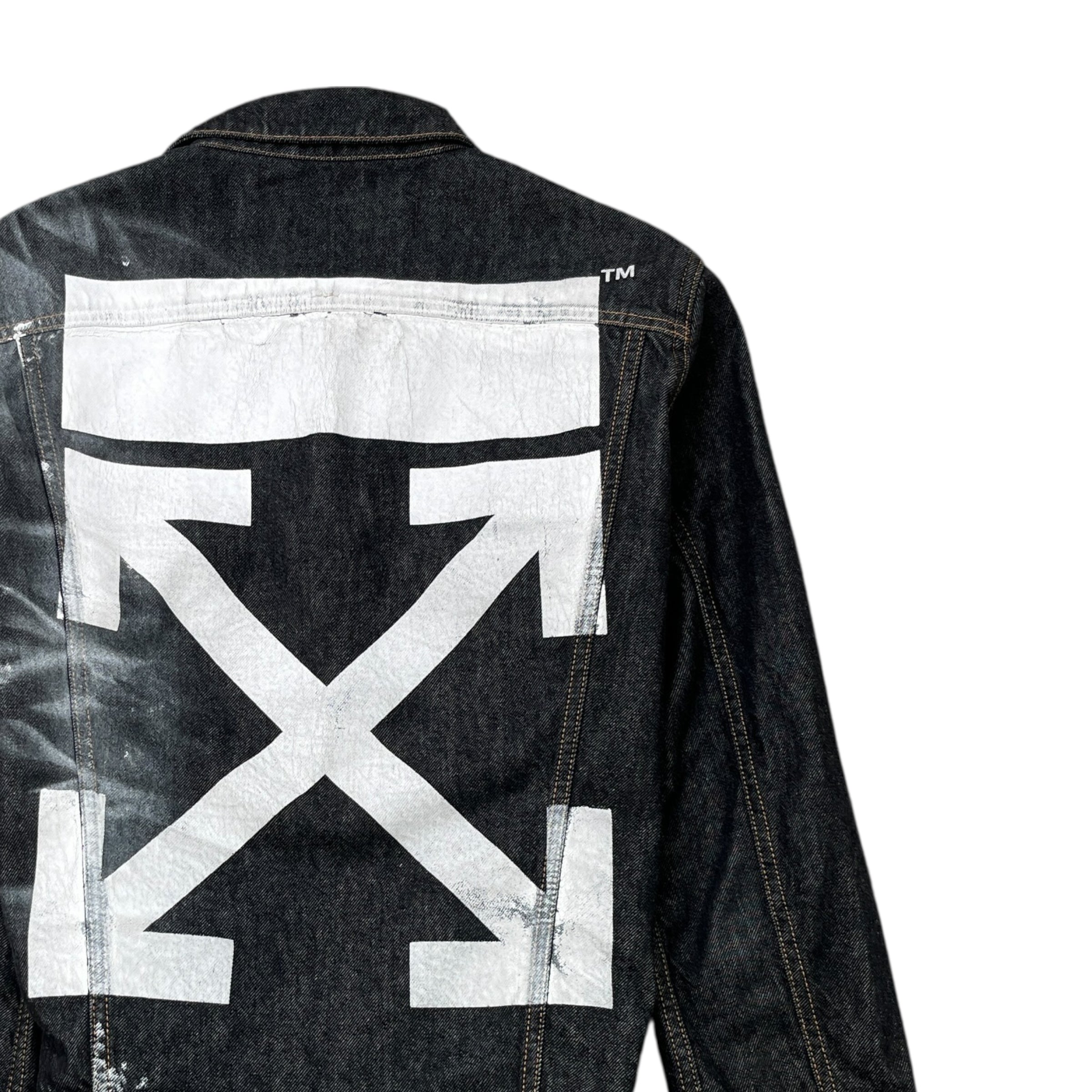 Men's Distressed Arrow Logo Jacket Black Size M