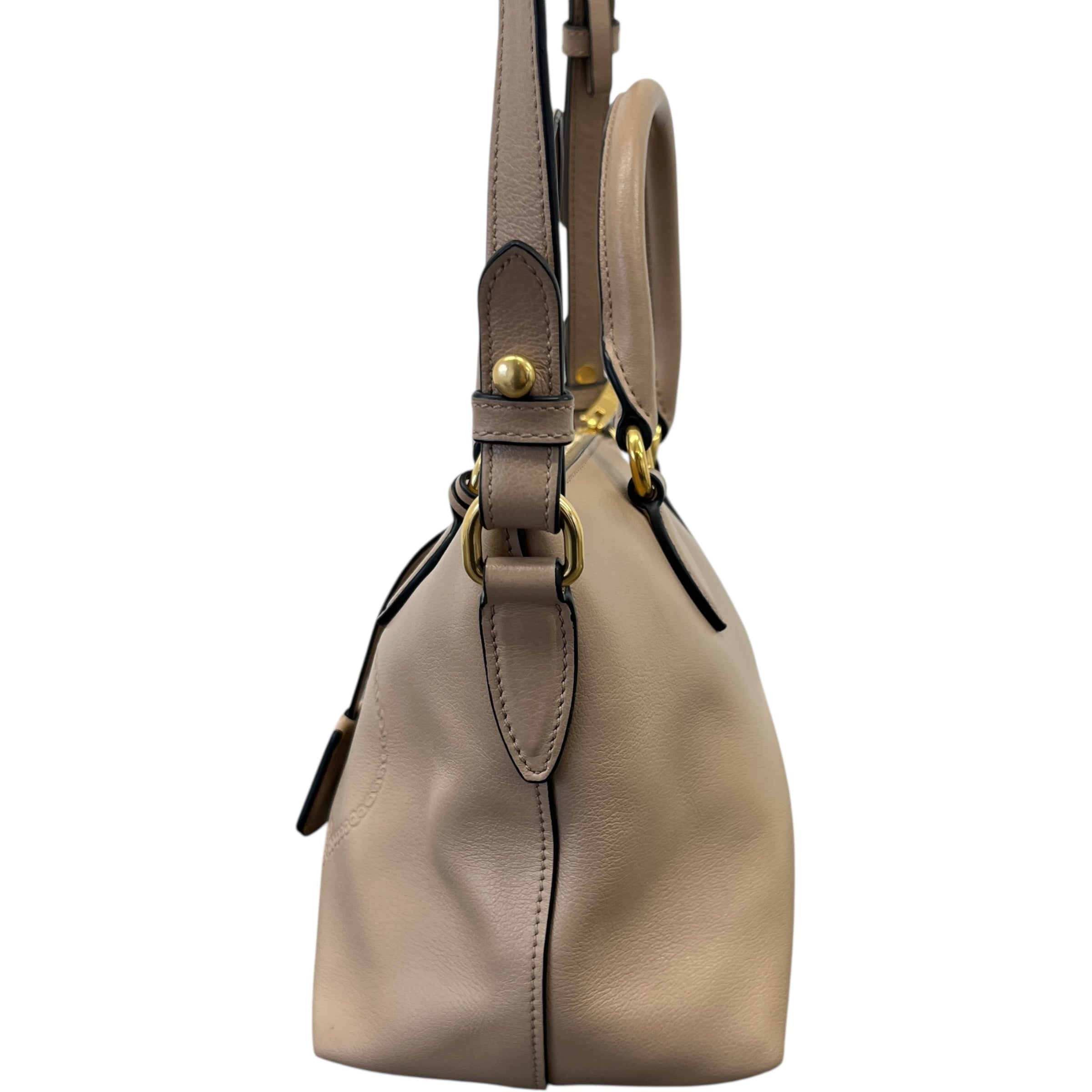 Women's Logo Embossed Handbag Nude