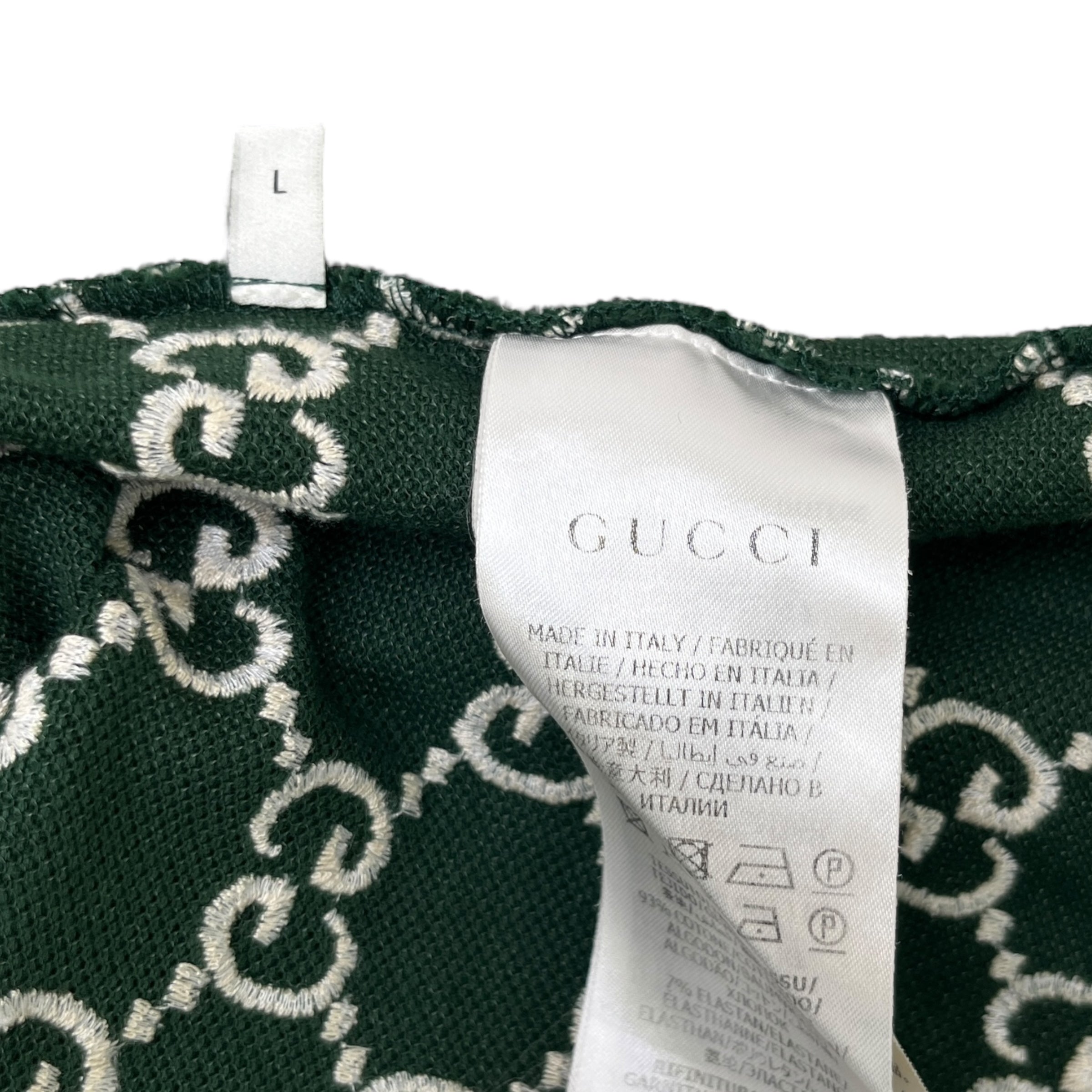 Men's Gg Monogram Polo Shirt Green Size L