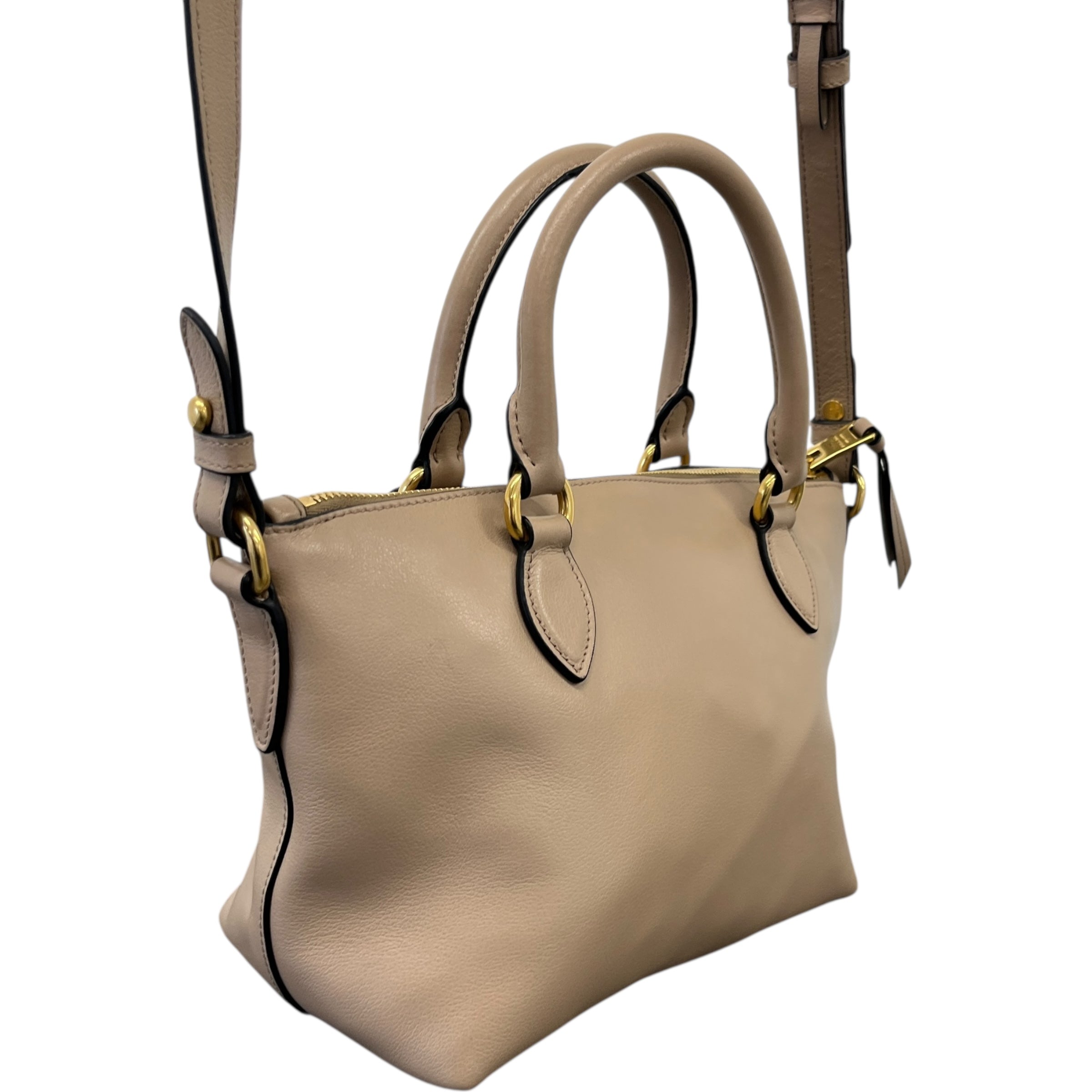 Women's Logo Embossed Handbag Nude