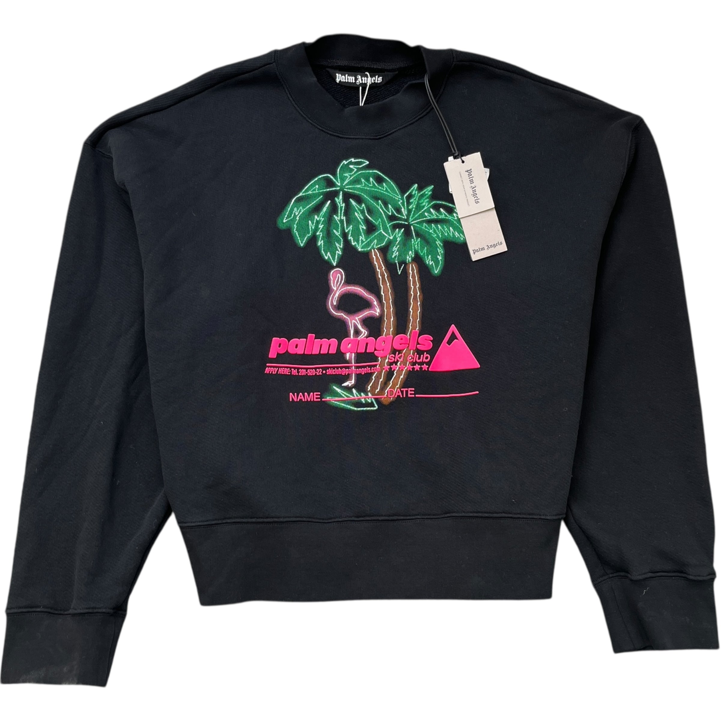 Men's Ski Club Logo Print Sweatshirt Black Size XL