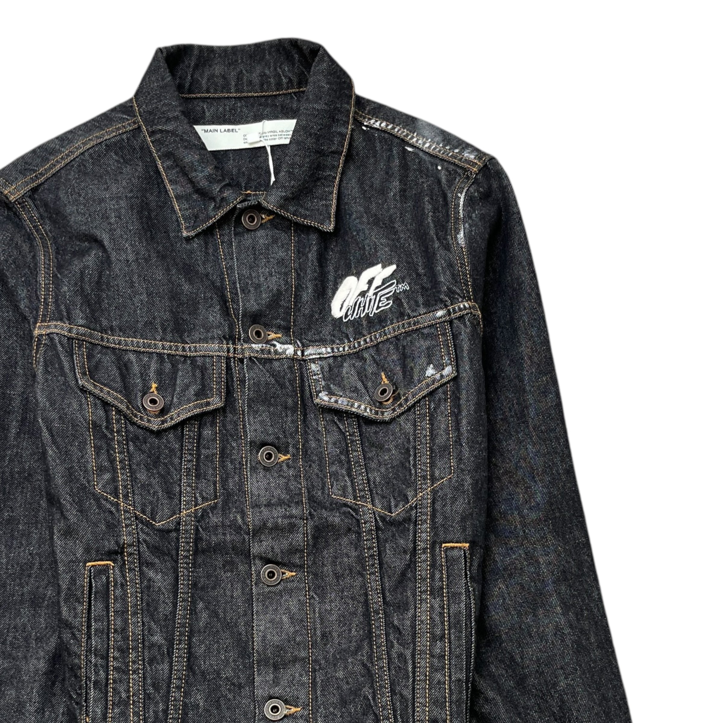 Men's Distressed Arrow Logo Jacket Black Size M