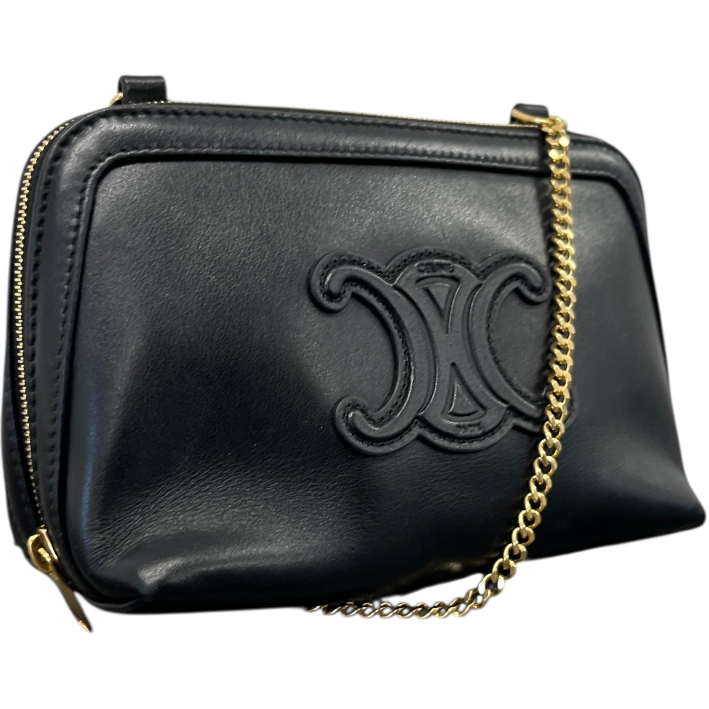 Women's Triomphe Clutch On Chain Bag Black