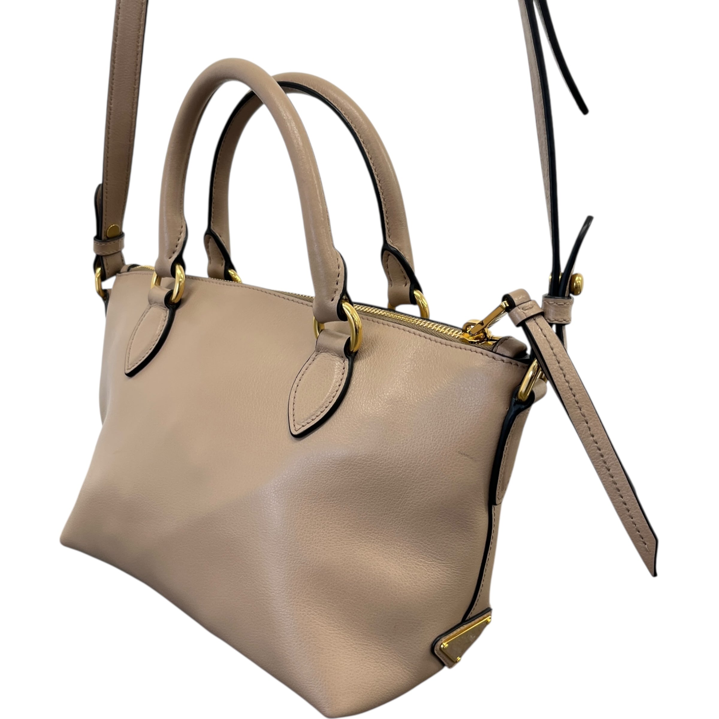 Women's Logo Embossed Handbag Nude