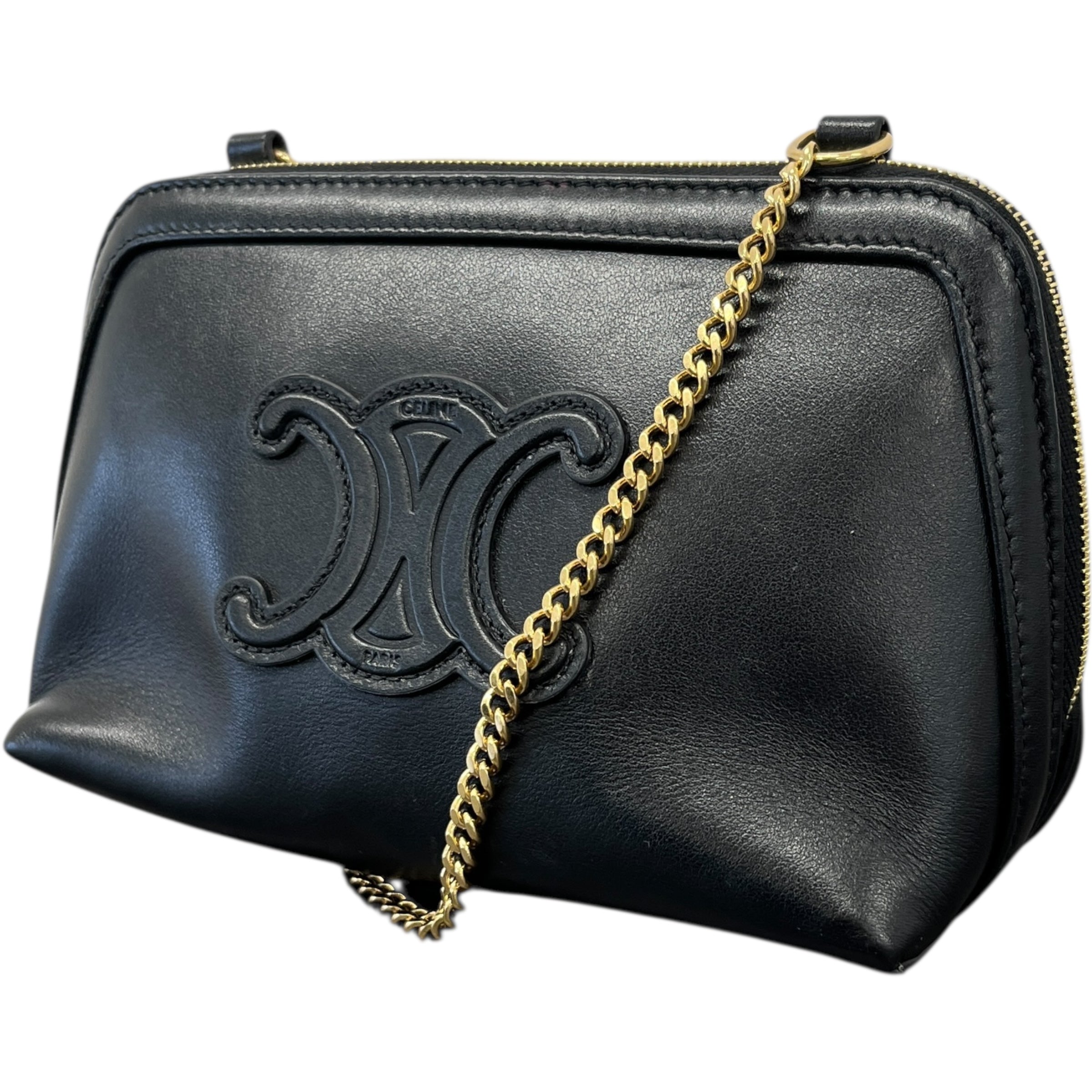 Women's Triomphe Clutch On Chain Bag Black