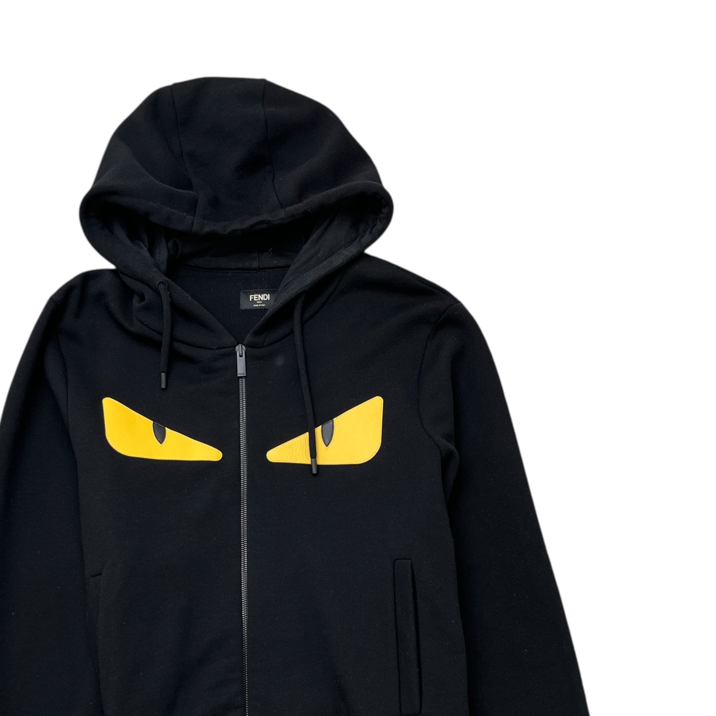 Men's Monster Eyes Zip Up Hoodie Black Size XL