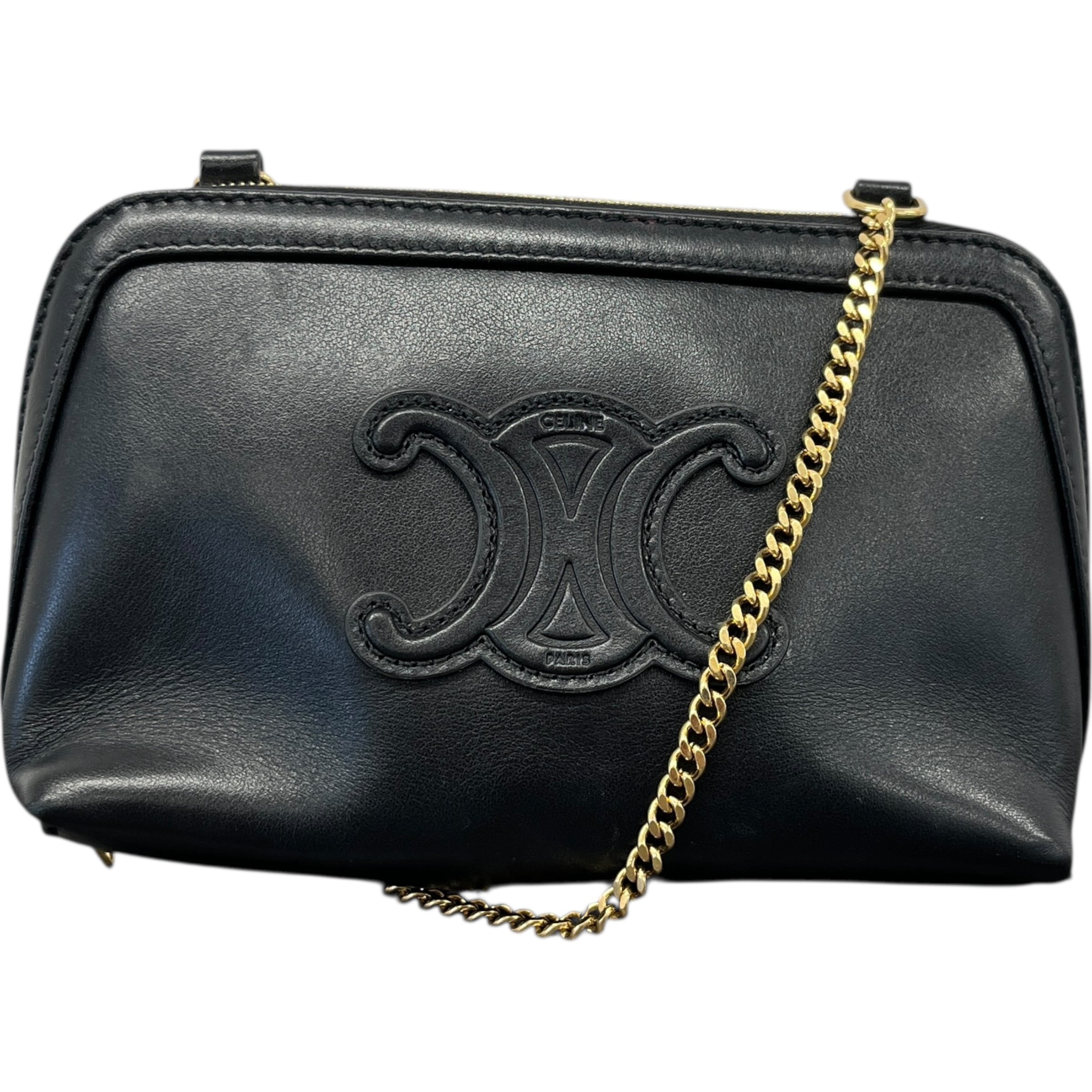 Women's Triomphe Clutch On Chain Bag Black