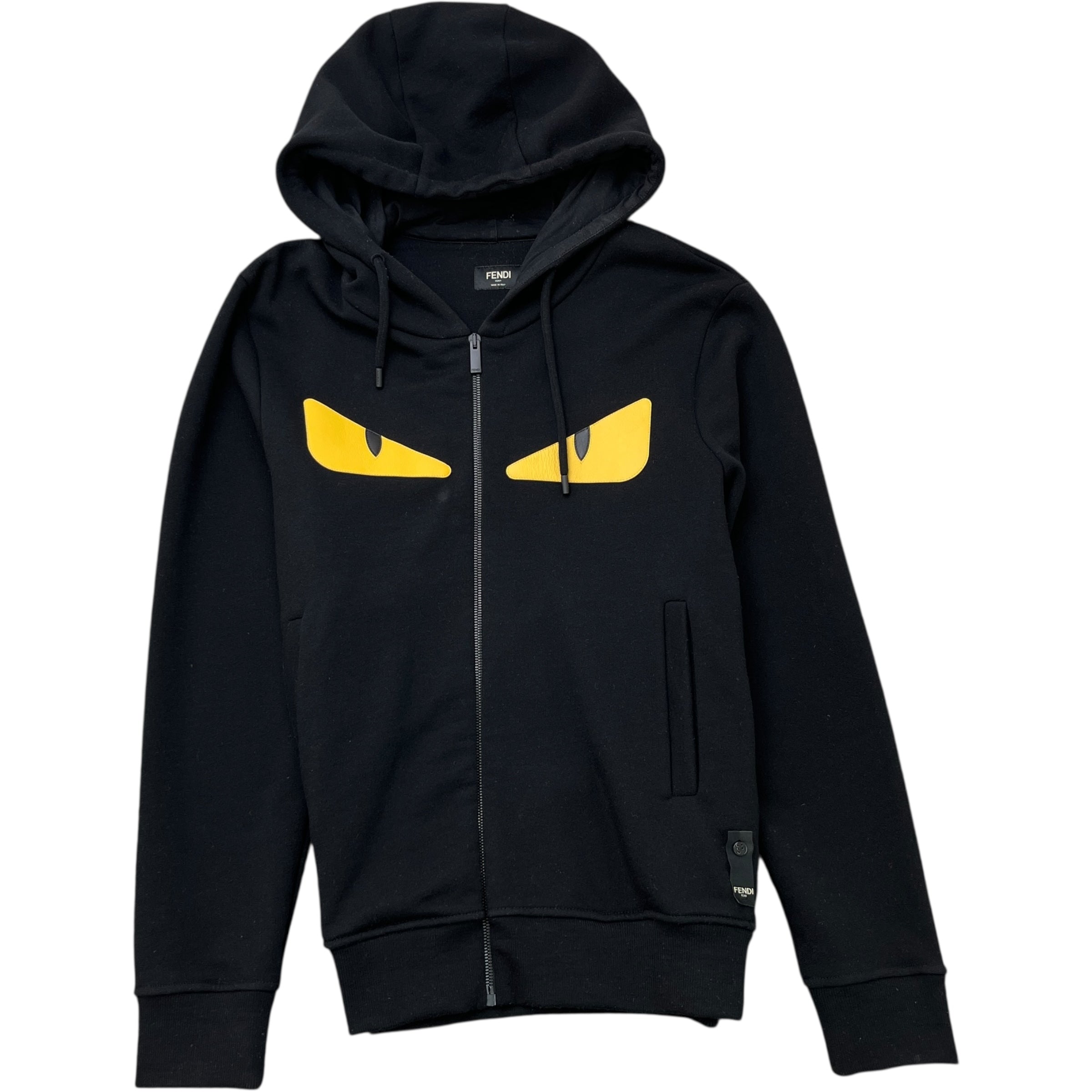 Men's Monster Eyes Zip Up Hoodie Black Size XL