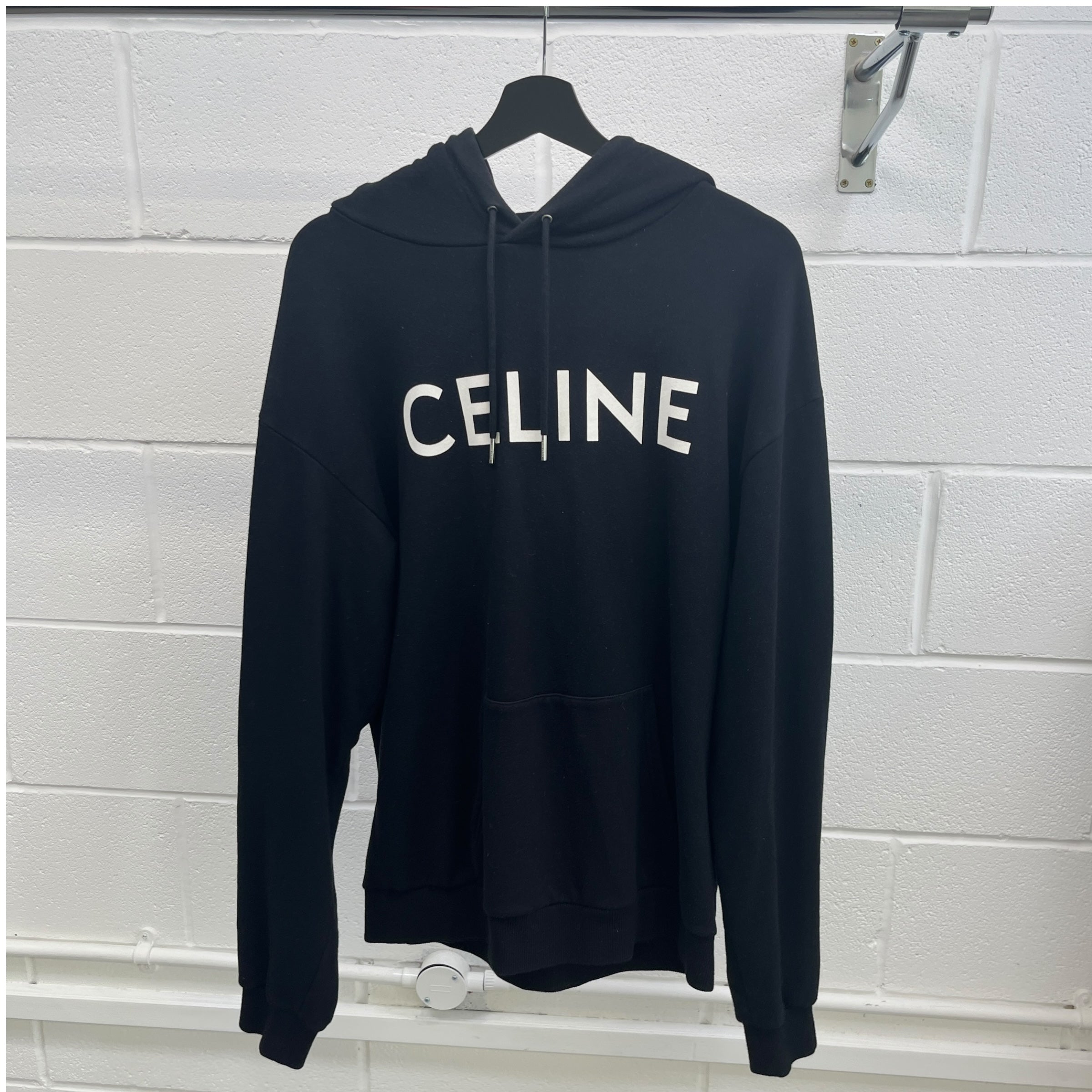 Men's Logo Print Hoodie Black Size L