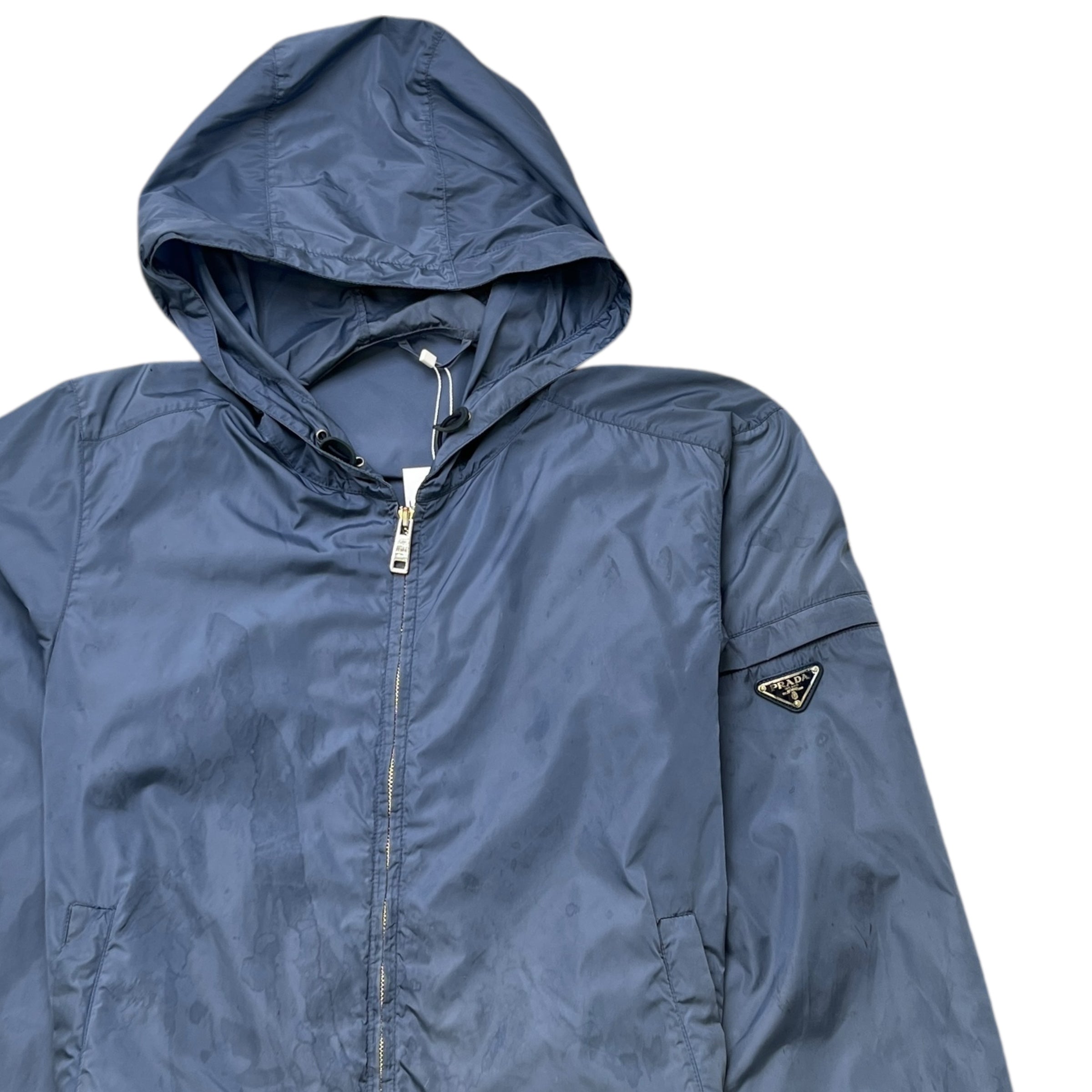 Men's Plaque Logo Re-Nylon Windbreaker Blue Size M