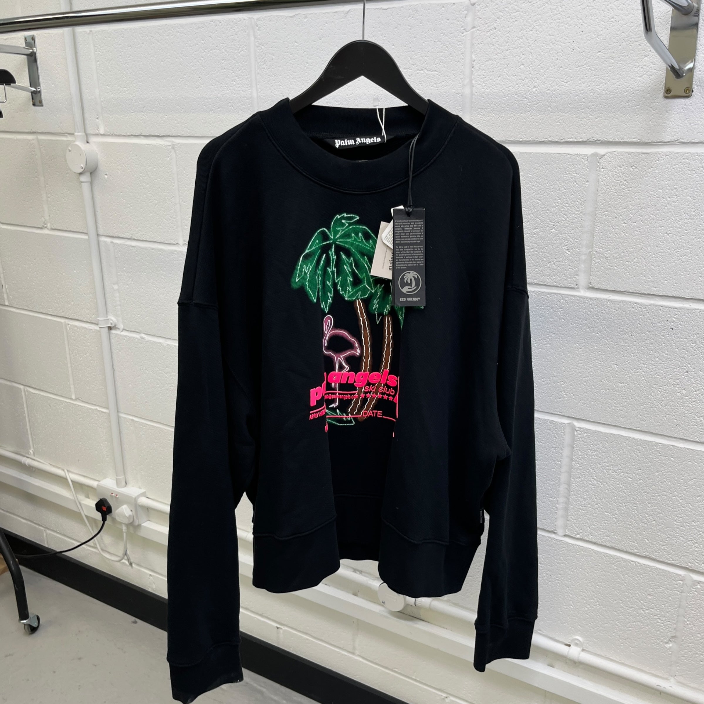 Men's Ski Club Logo Print Sweatshirt Black Size XL