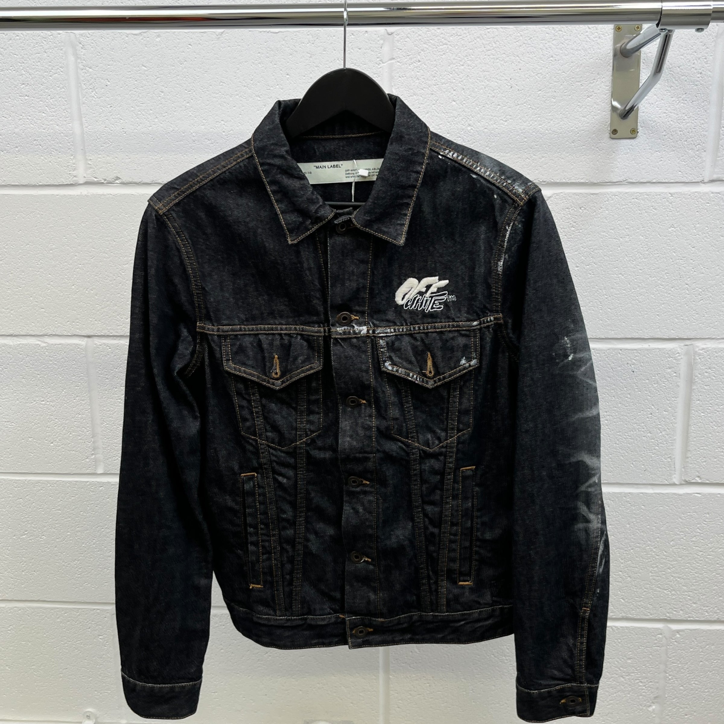 Men's Distressed Arrow Logo Jacket Black Size M