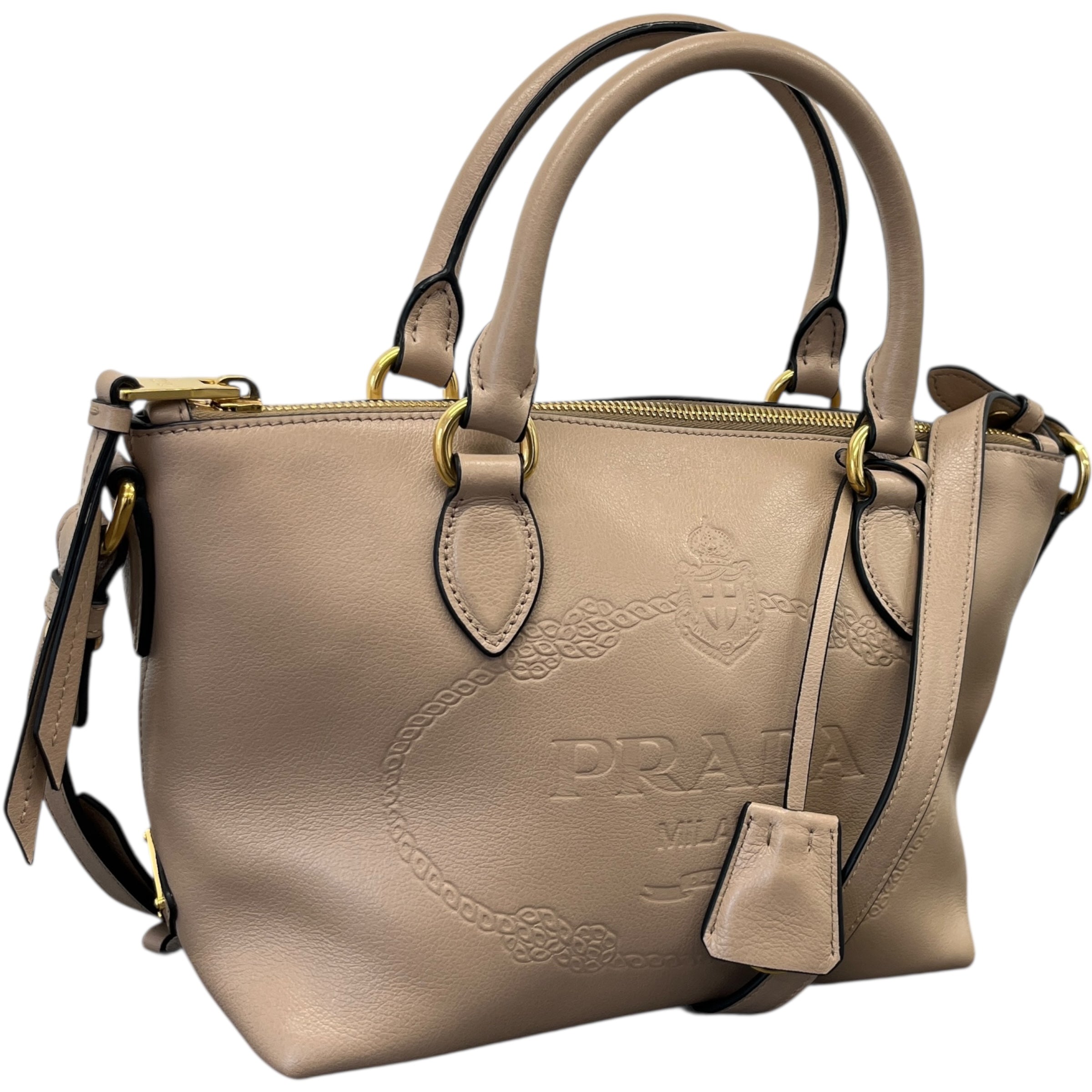 Women's Logo Embossed Handbag Nude