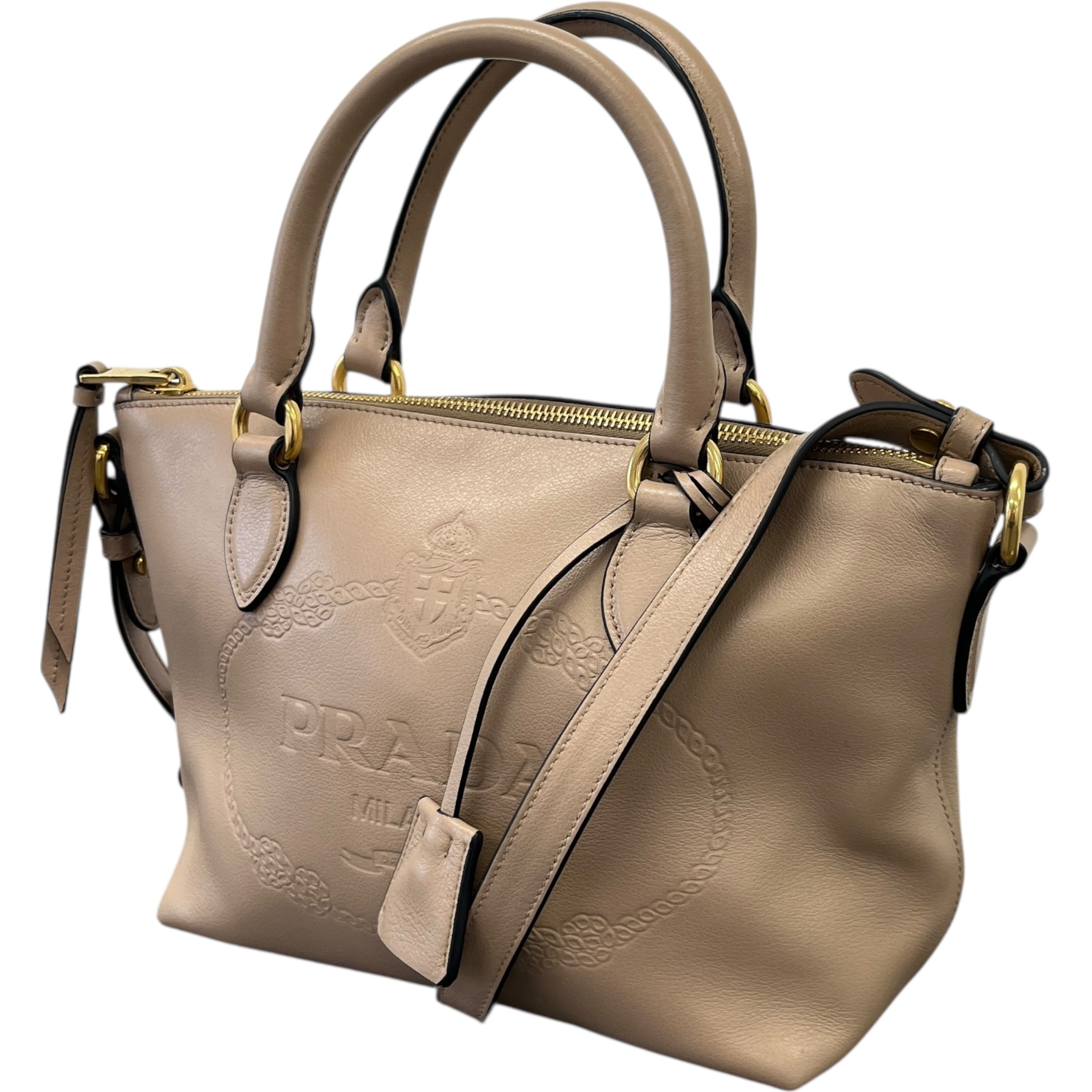Women's Logo Embossed Handbag Nude