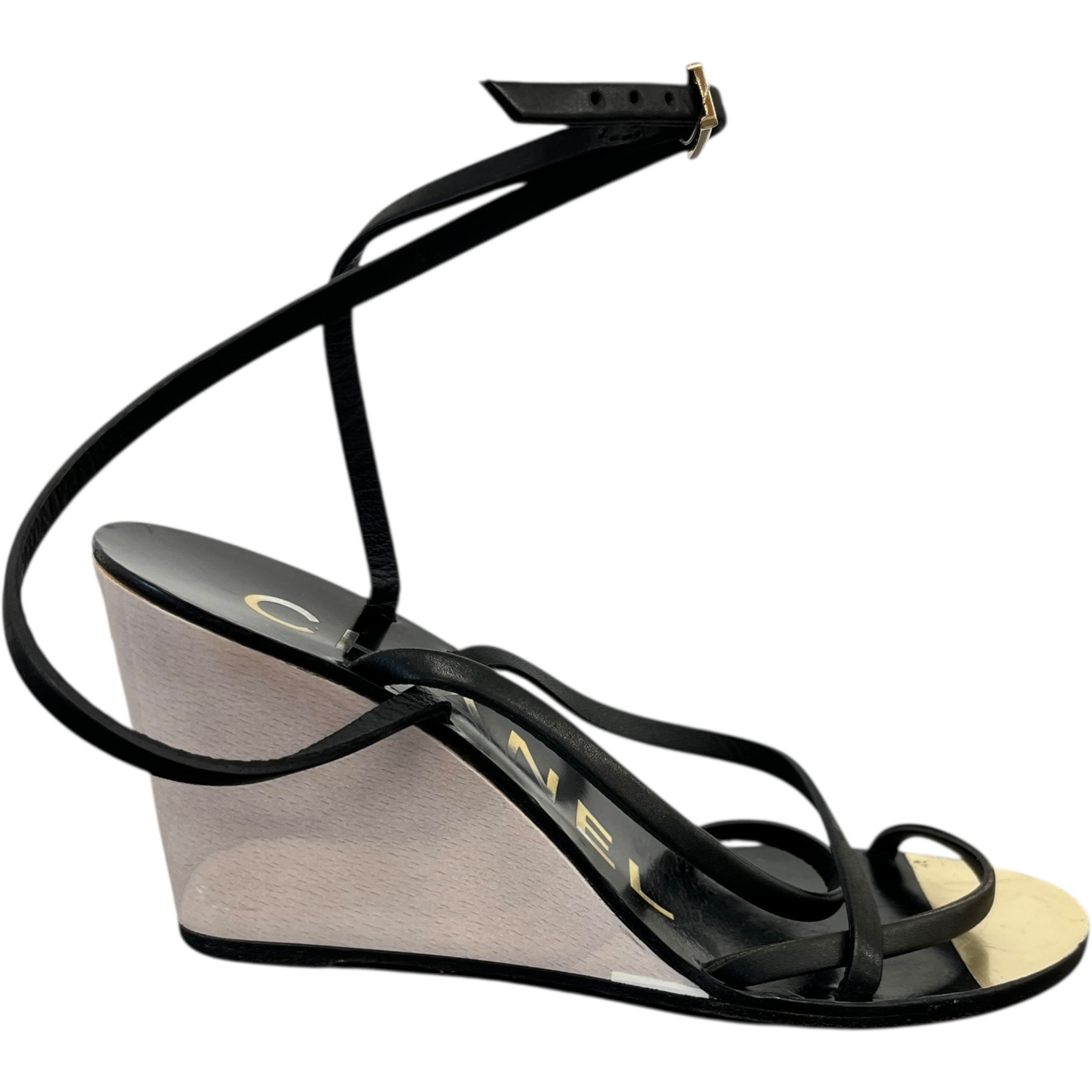 Women's Cc Logo Wedge Heels Black Size EU 36 / UK 3