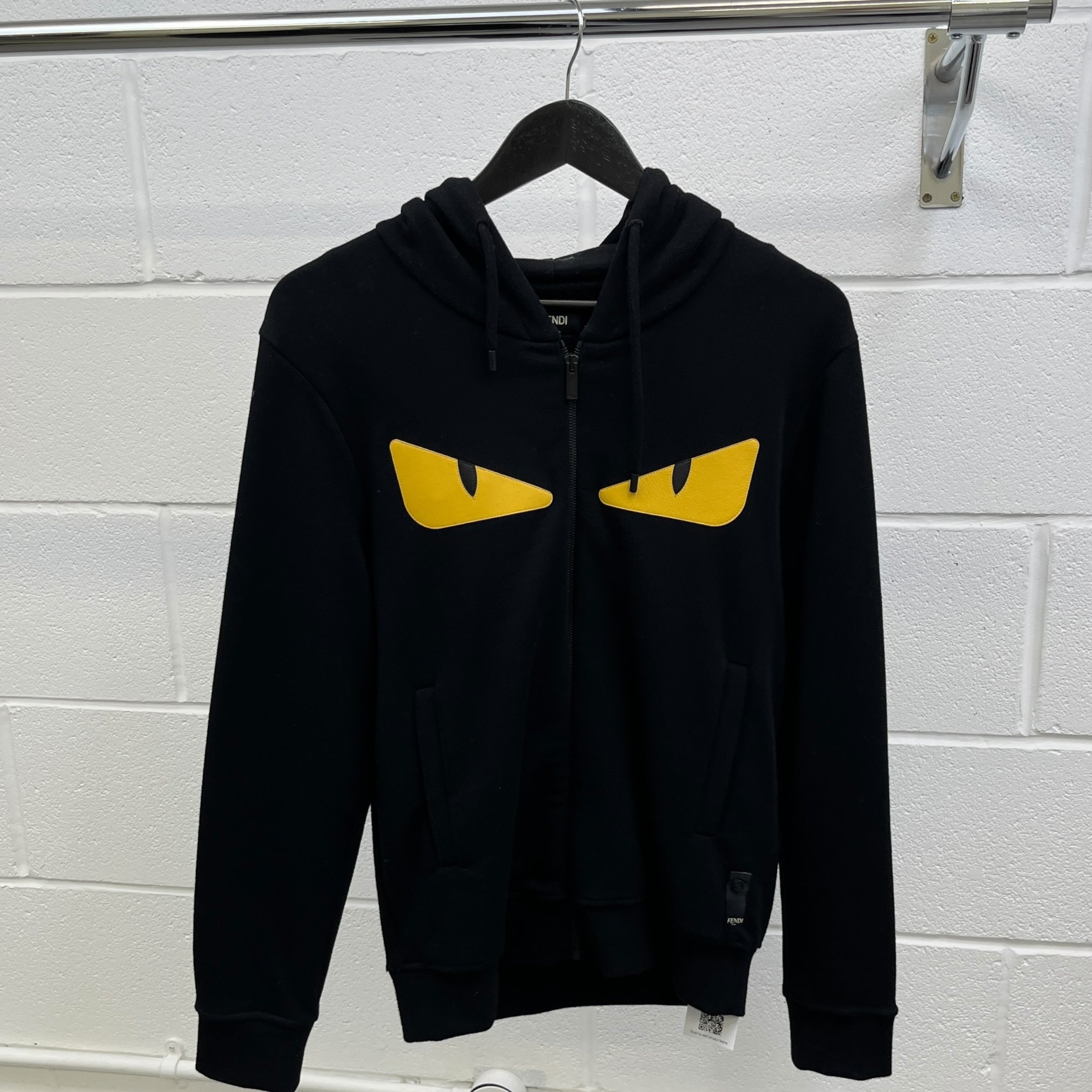 Men's Monster Eyes Zip Up Hoodie Black Size XL