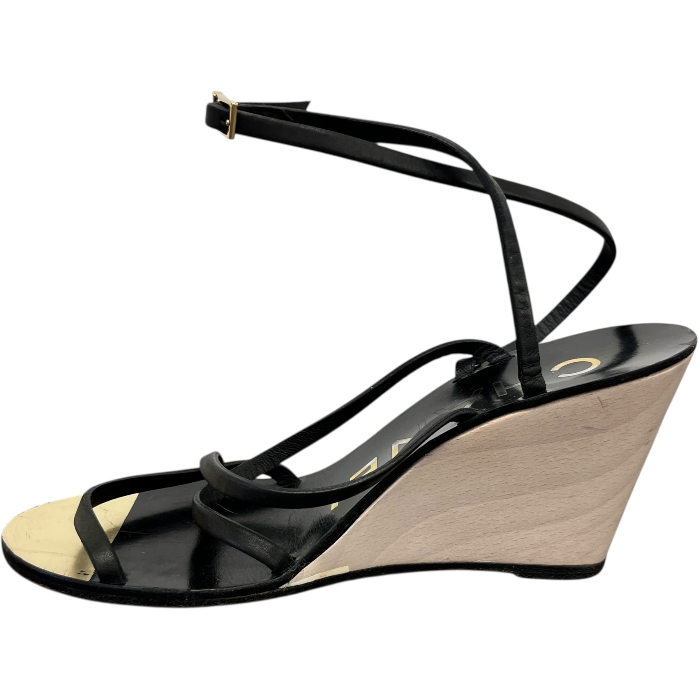 Women's Cc Logo Wedge Heels Black Size EU 36 / UK 3