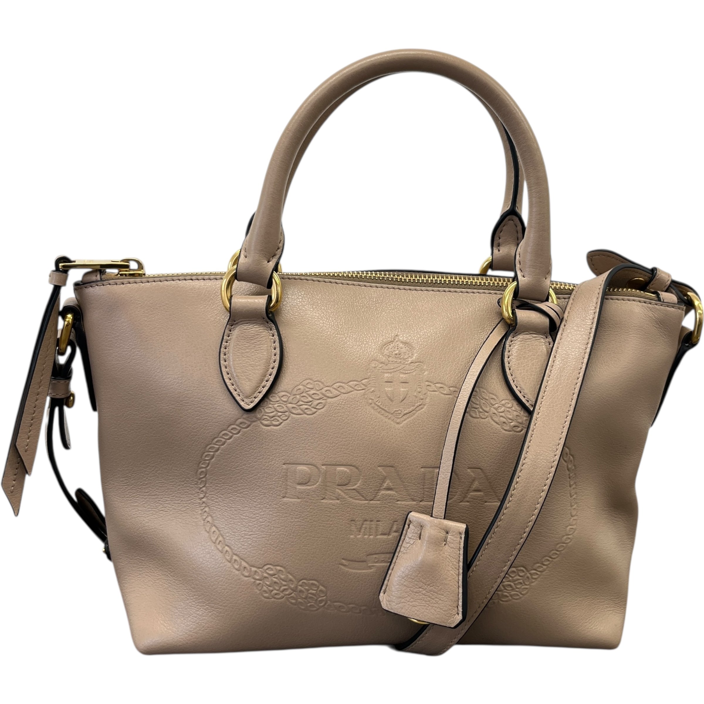 Women's Logo Embossed Handbag Nude