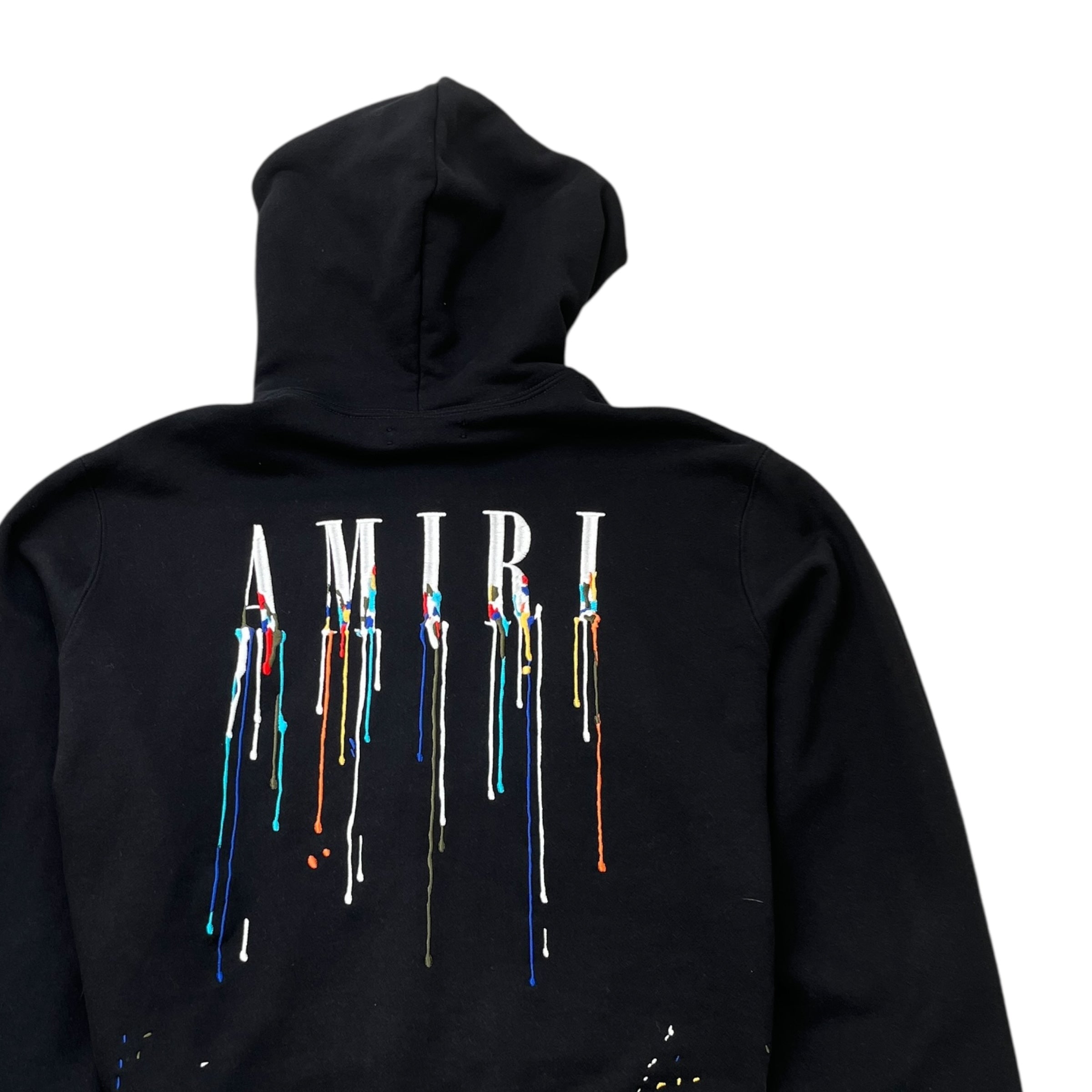 Men's Embroidered Paint Drip Logo Hoodie Black Size XL