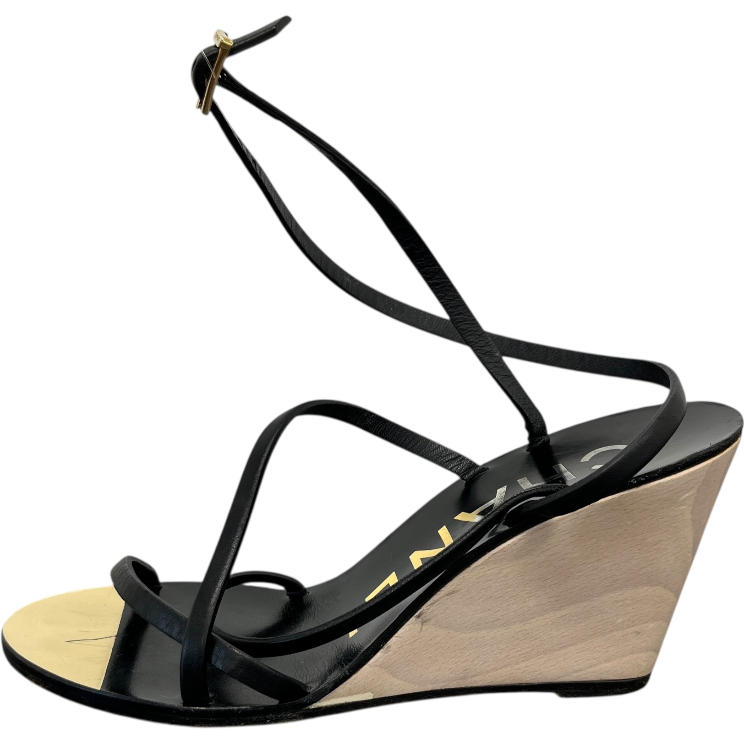 Women's Cc Logo Wedge Heels Black Size EU 36 / UK 3