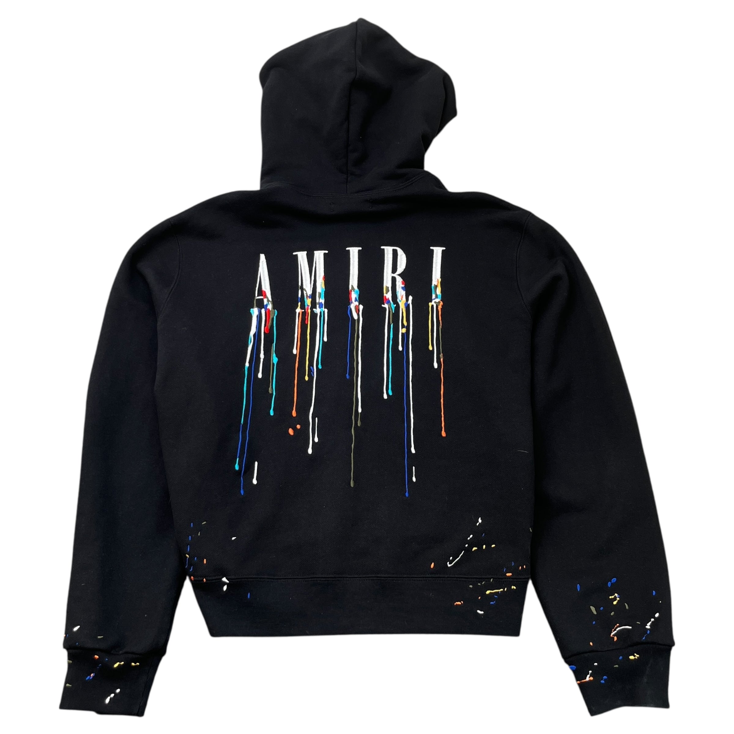 Men's Embroidered Paint Drip Logo Hoodie Black Size XL