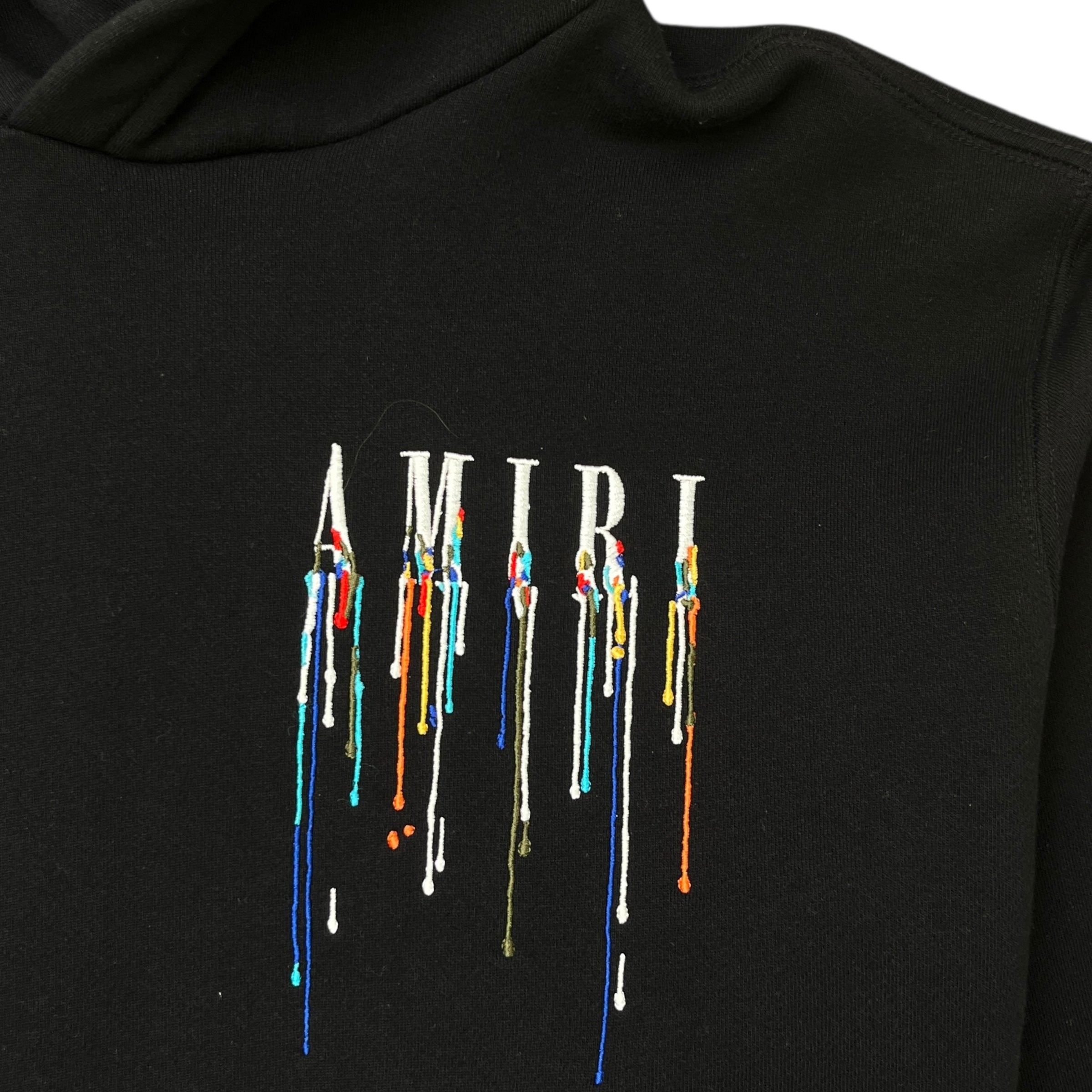 Men's Embroidered Paint Drip Logo Hoodie Black Size XL