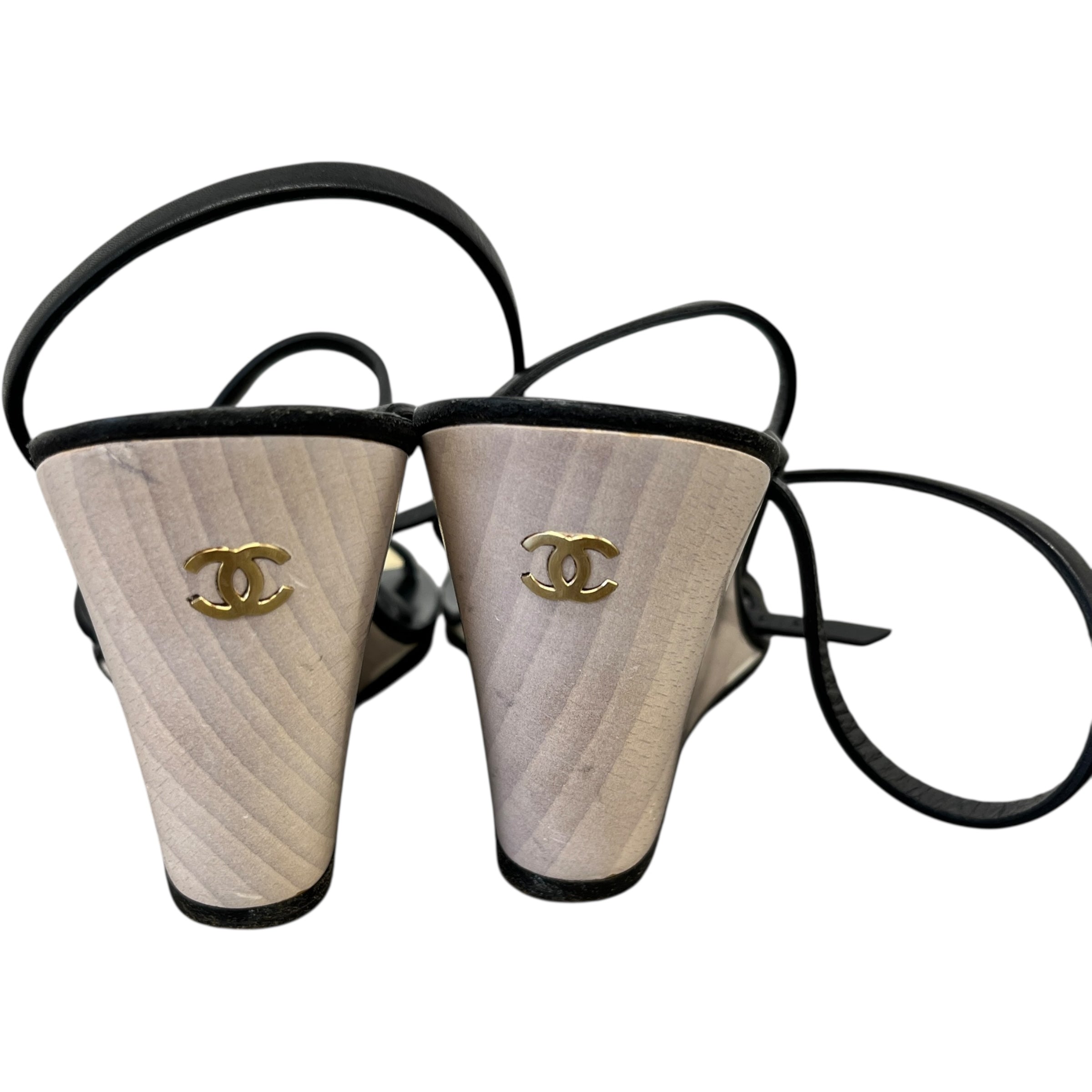 Women's Cc Logo Wedge Heels Black Size EU 36 / UK 3