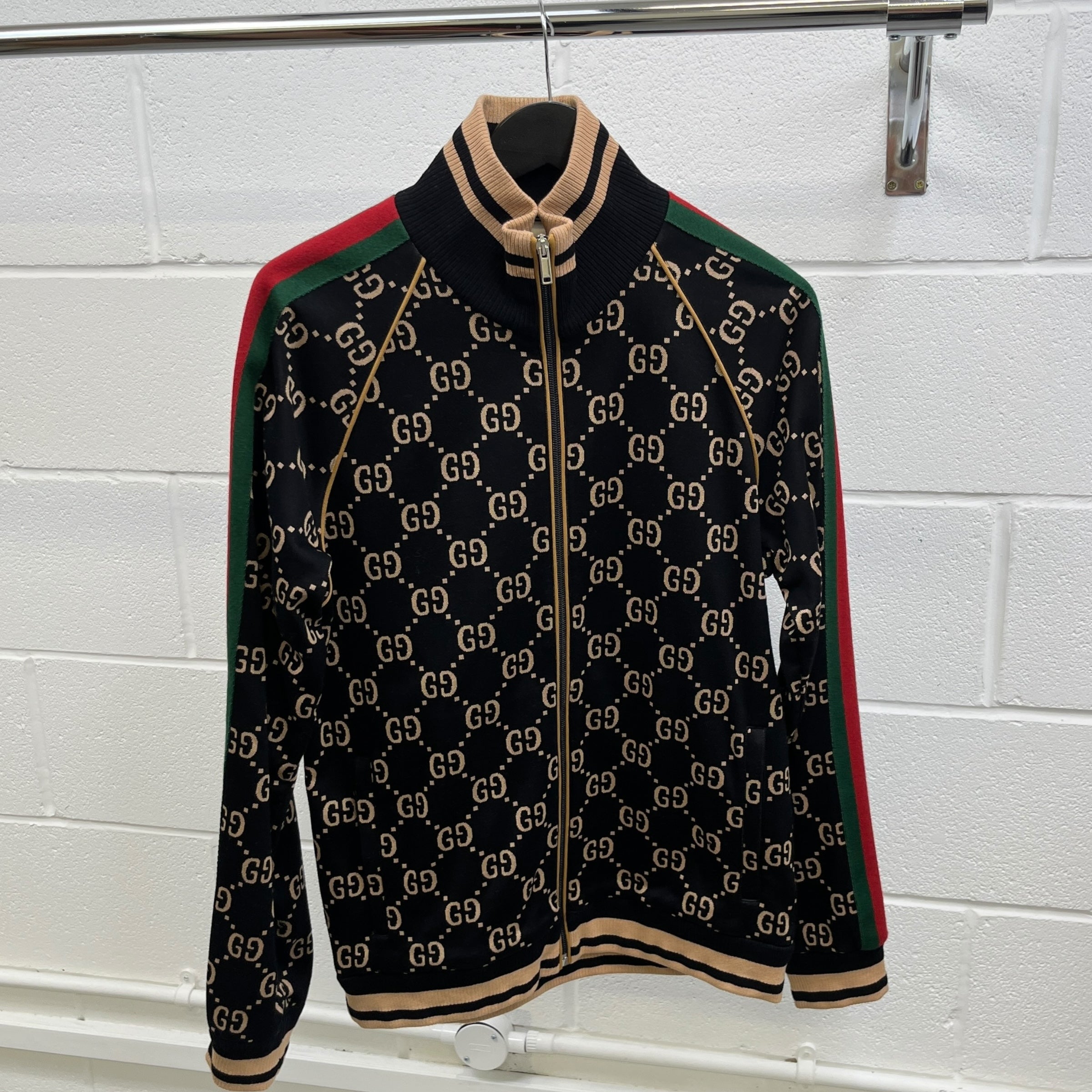 Men's Gg Supreme Web Track Jacket Black Size L
