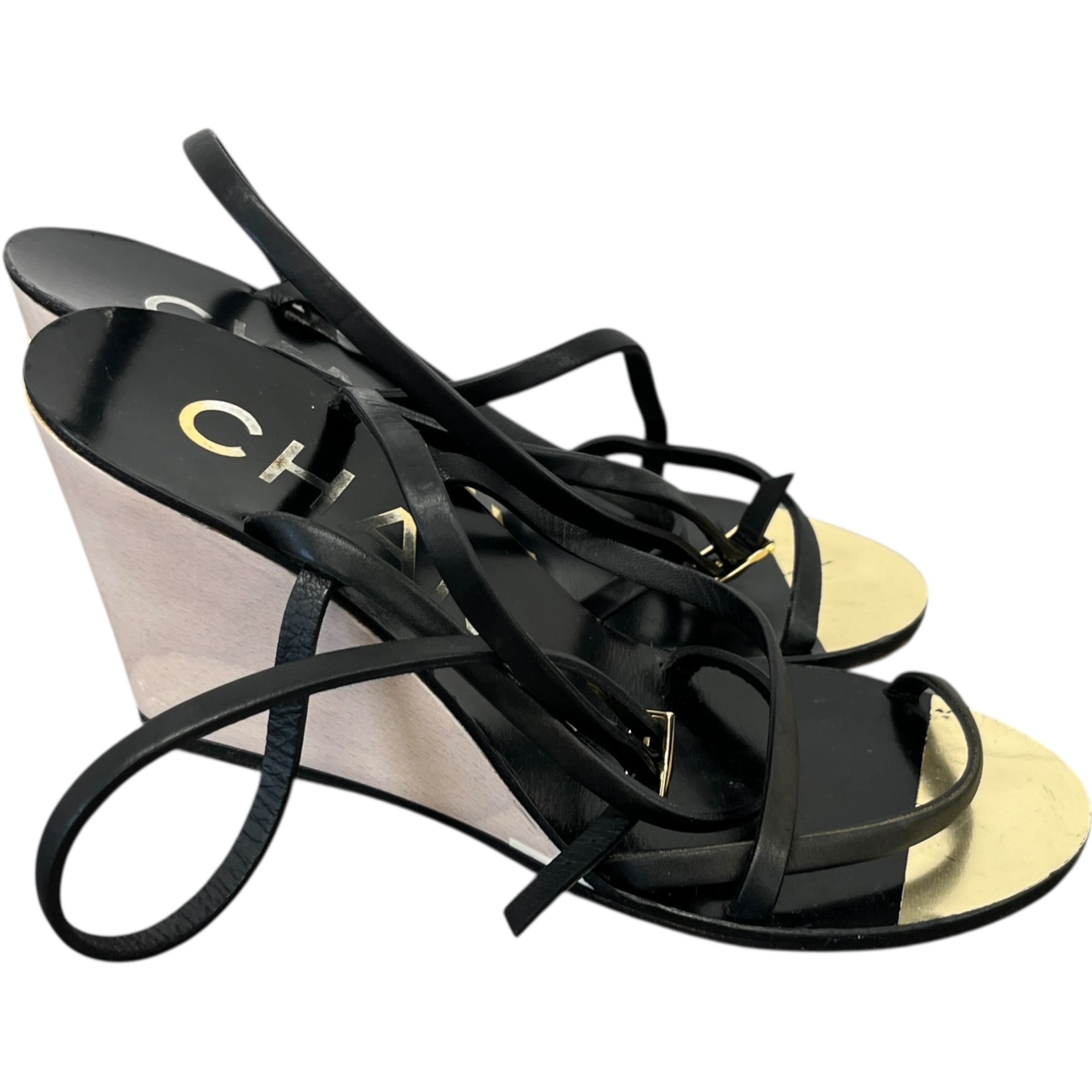 Women's Cc Logo Wedge Heels Black Size EU 36 / UK 3