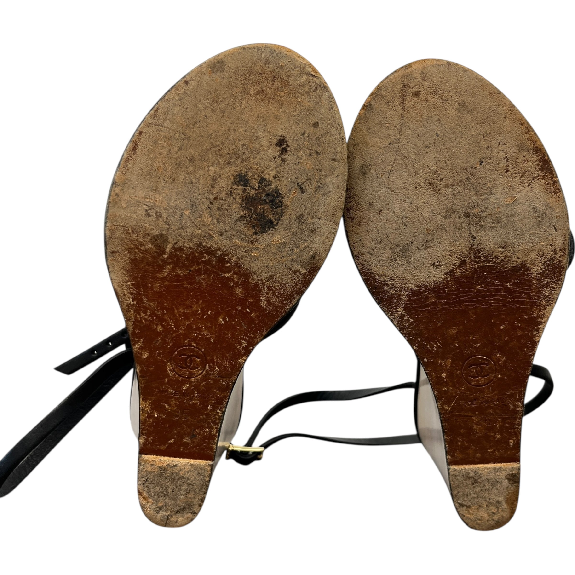 Women's Cc Logo Wedge Heels Black Size EU 36 / UK 3