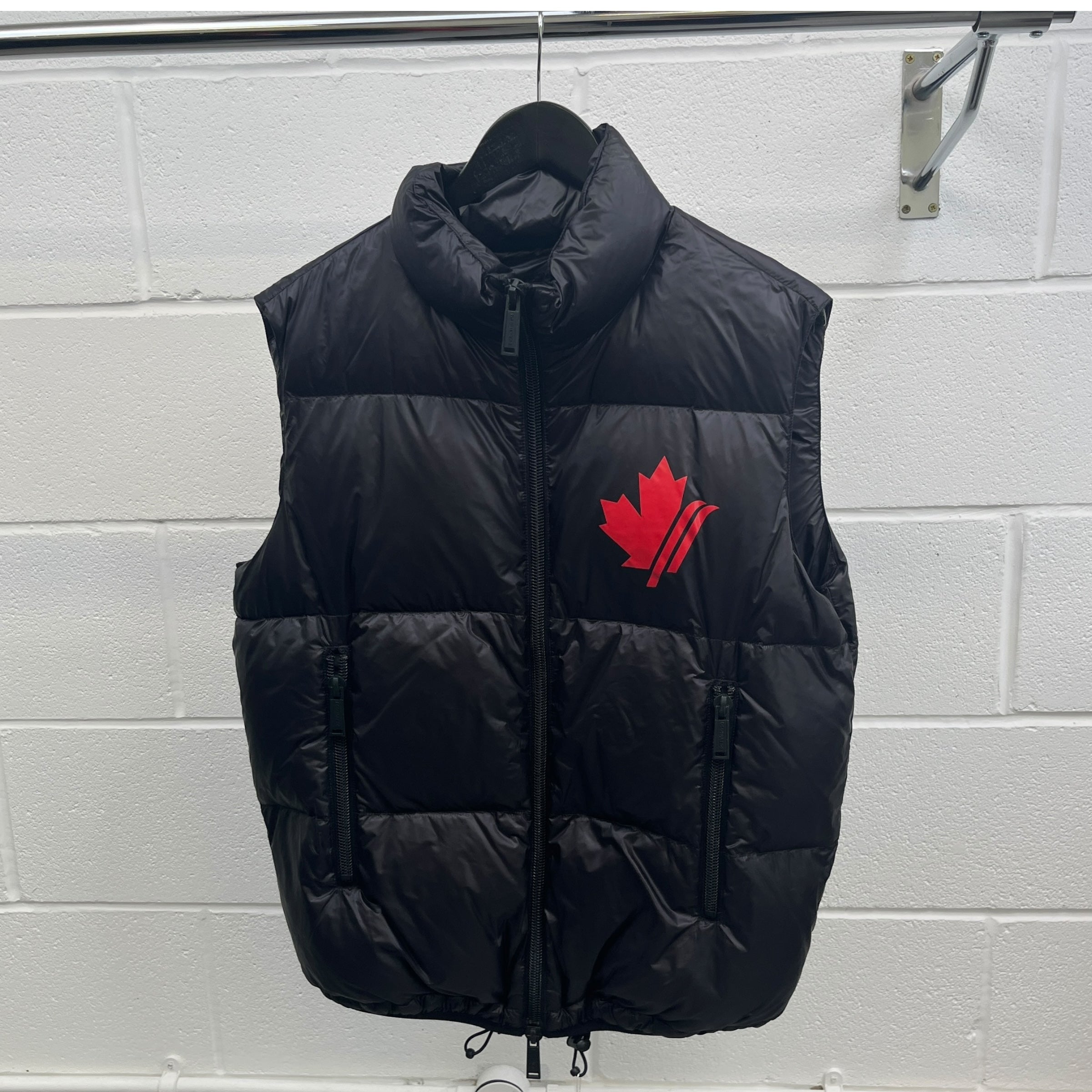 Men's Maple Leaf Print Gilet Black Size IT 50 / L