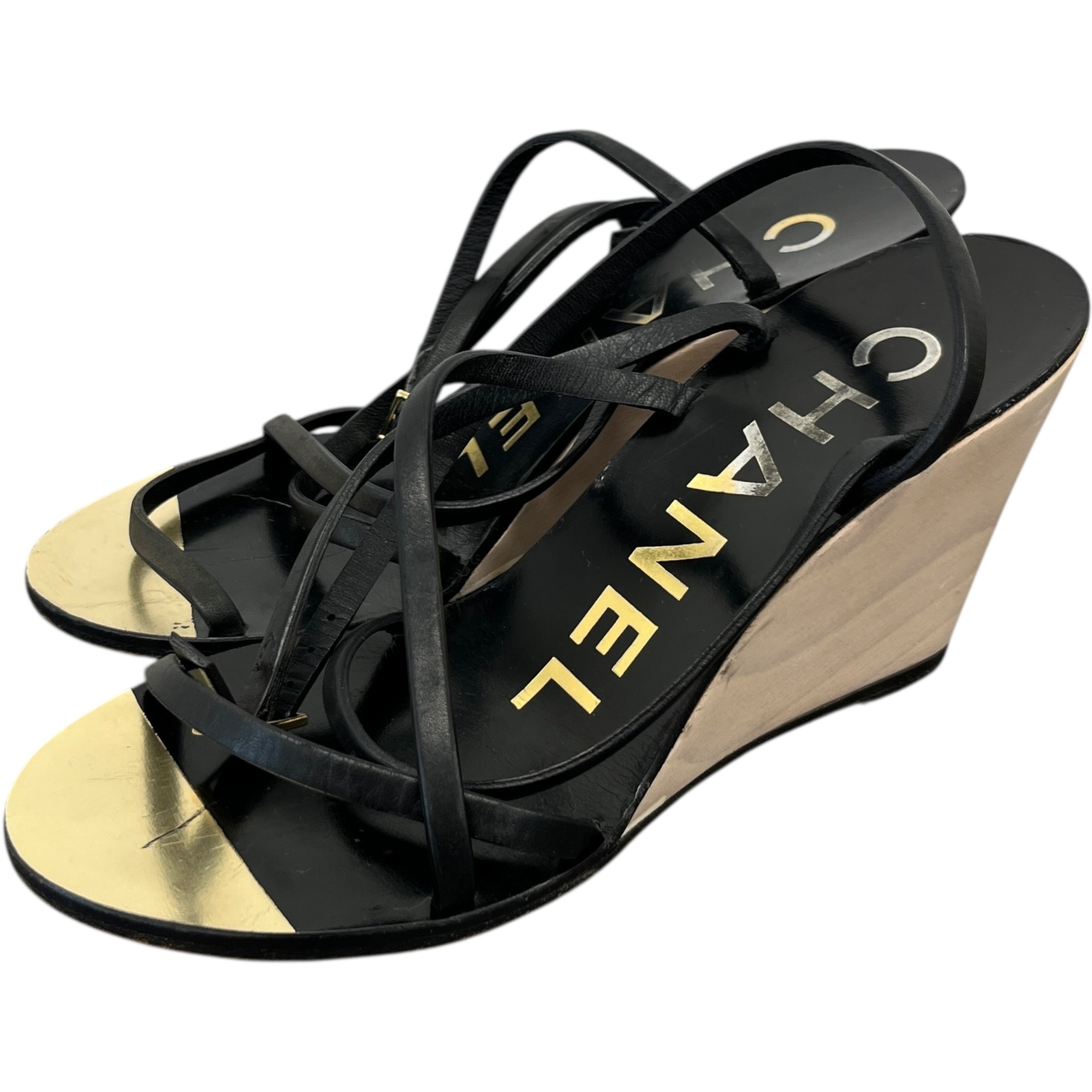 Women's Cc Logo Wedge Heels Black Size EU 36 / UK 3