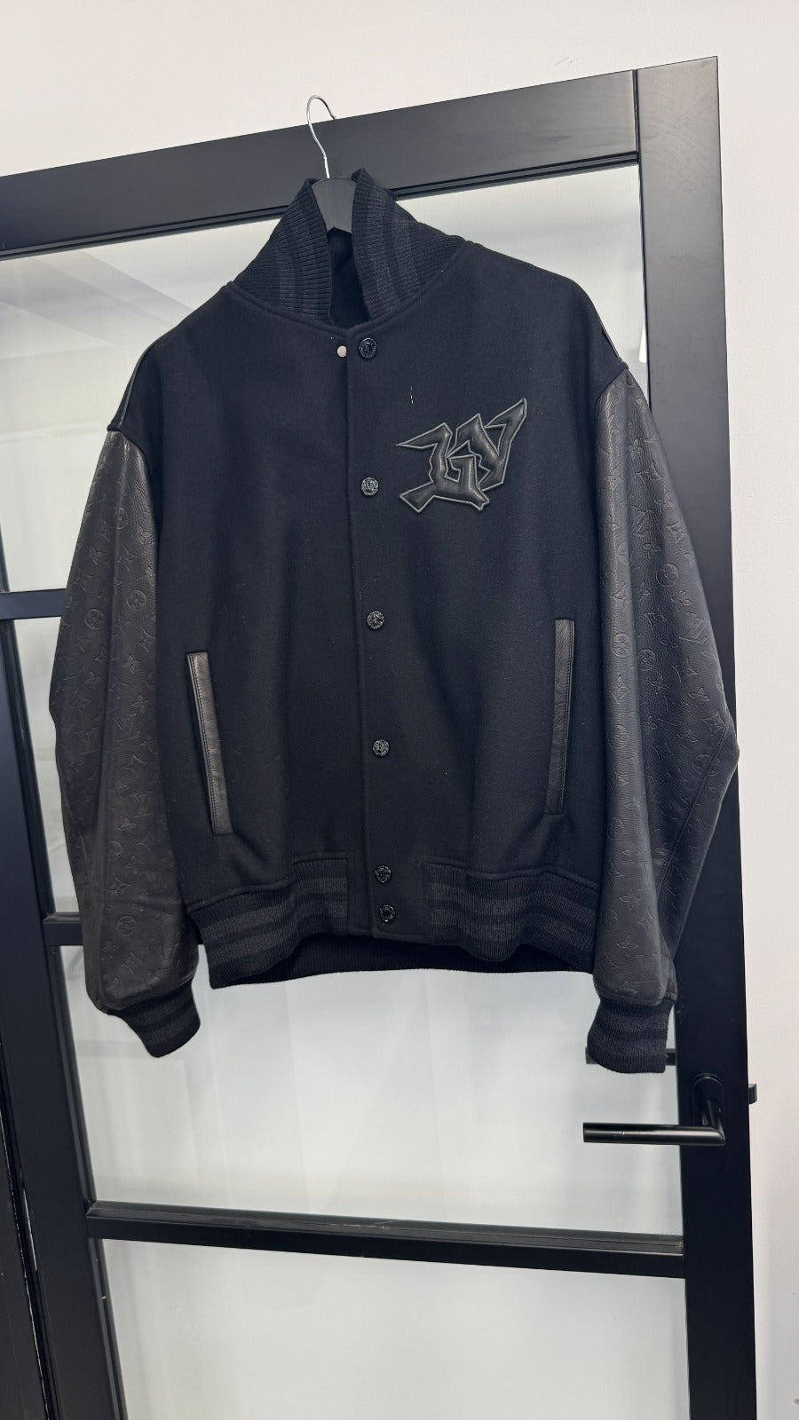 Men's Embossed Monogram Varsity Jacket Black Size IT 52 / XL